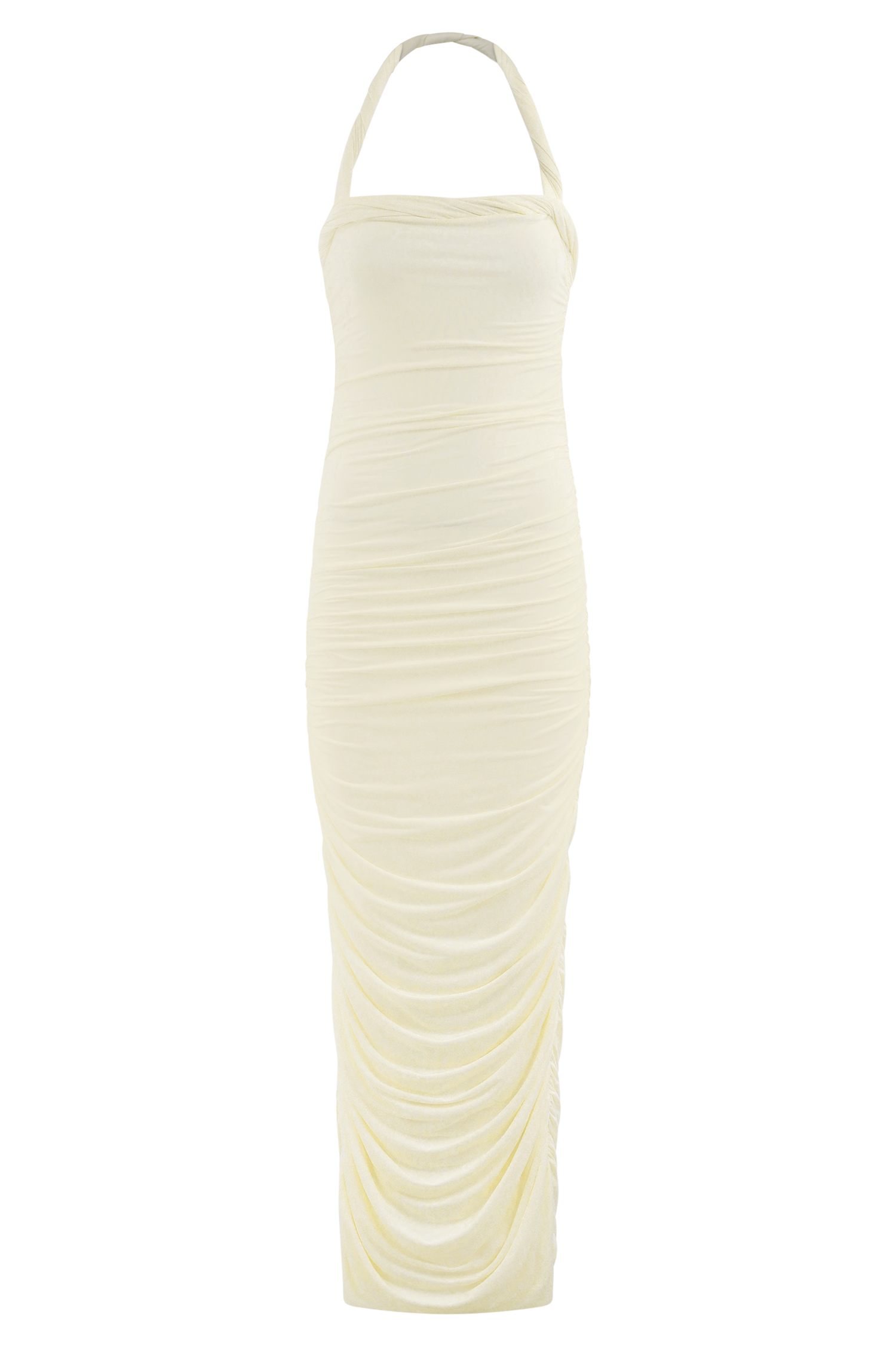 Camila Ruched Halter Midi Dress - Ivory #9