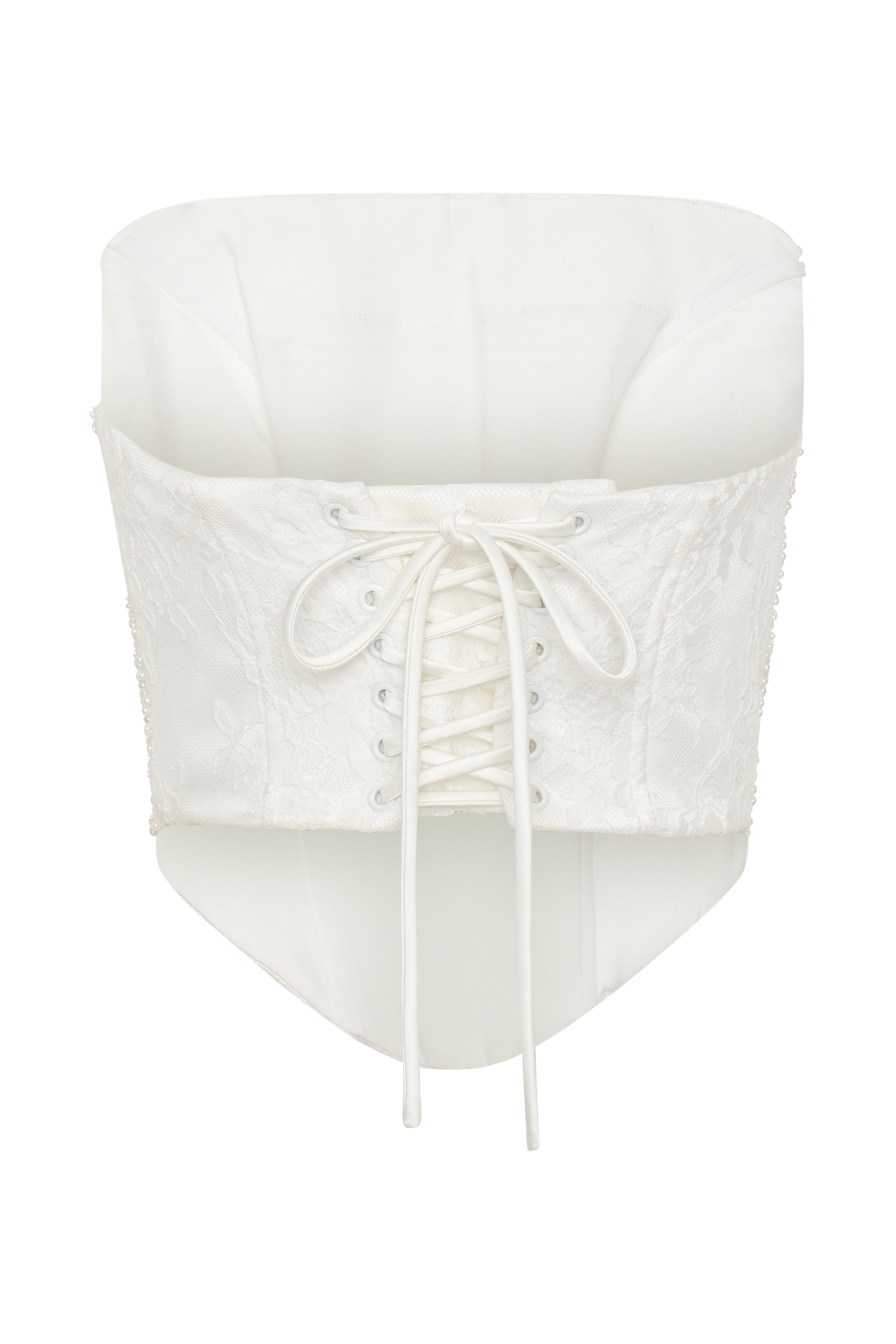 Camille Beaded Satin And Lace Corset Top - Ivory #5