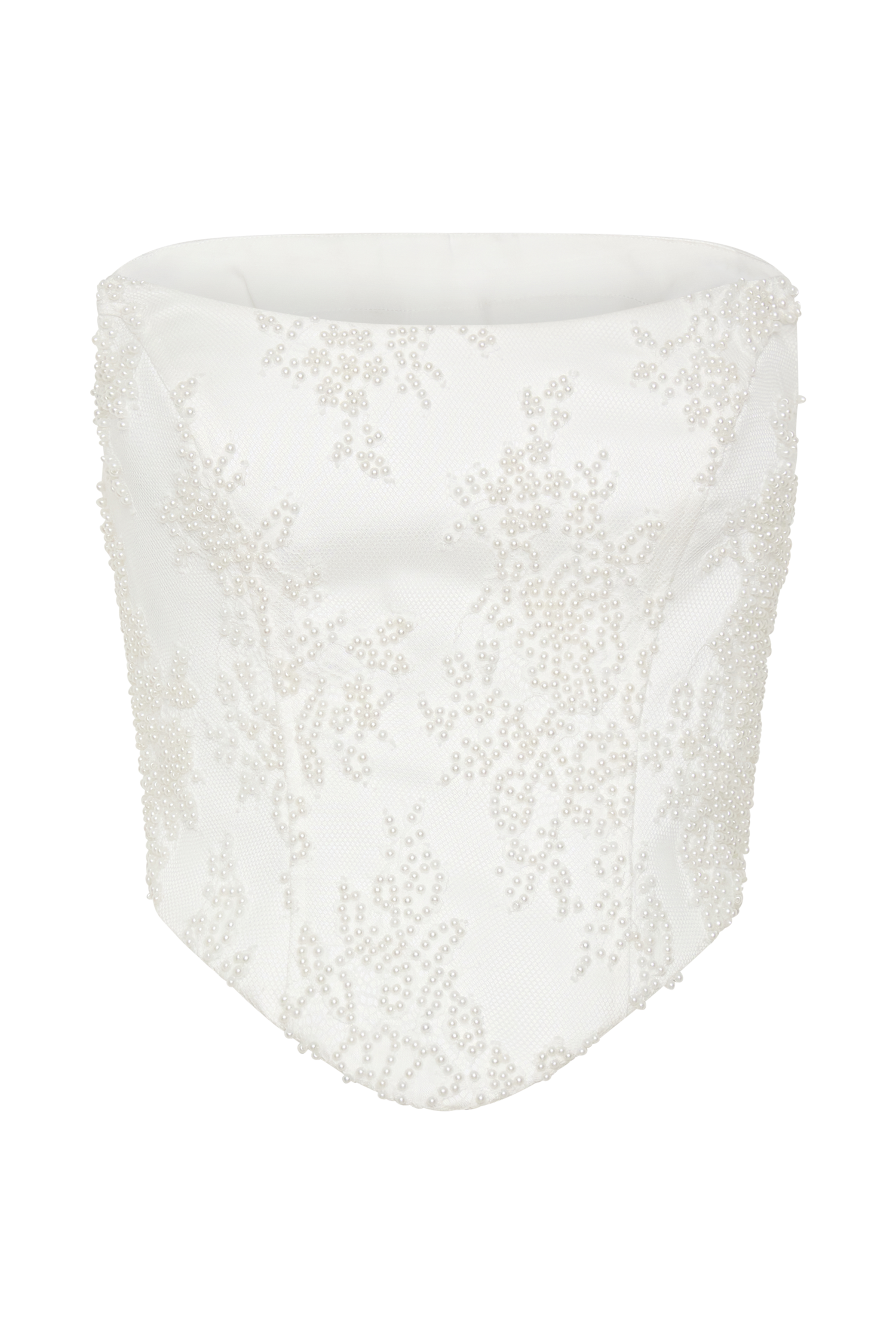 Camille Beaded Satin And Lace Corset Top - Ivory #6