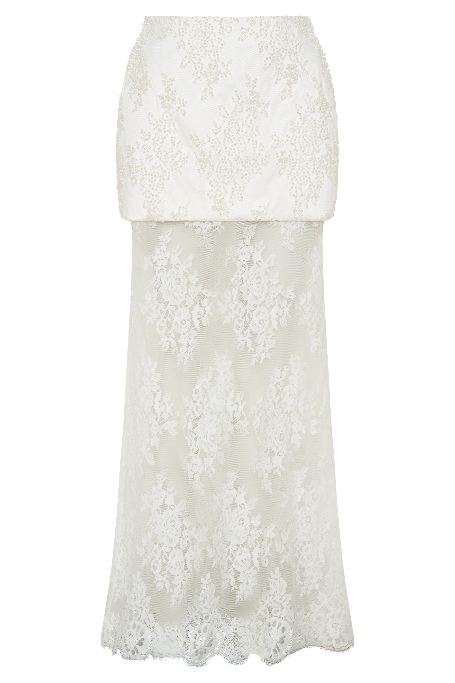 Camille Beaded Satin And Lace Maxi Skirt - Ivory #8