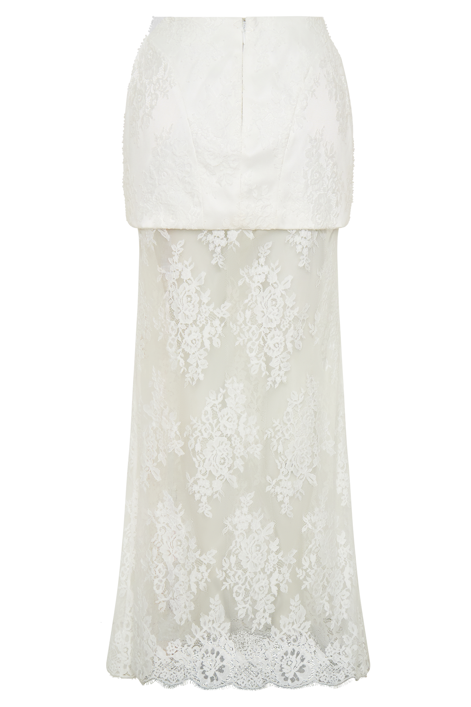 Camille Beaded Satin And Lace Maxi Skirt - Ivory #7