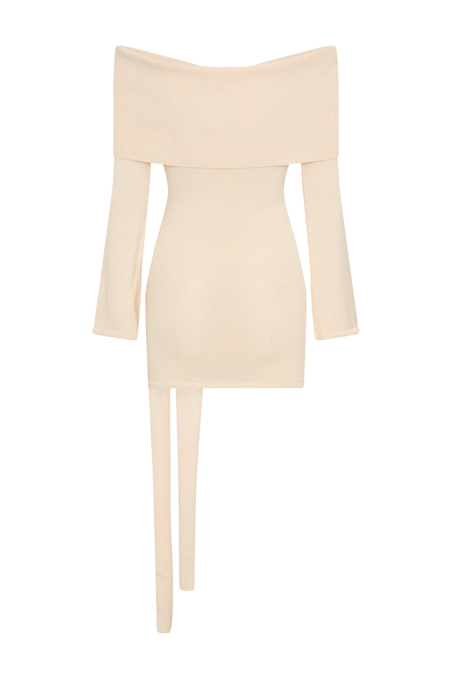 Camryn Off Shoulder Tie Knit Mini Dress - Cream Marle #7