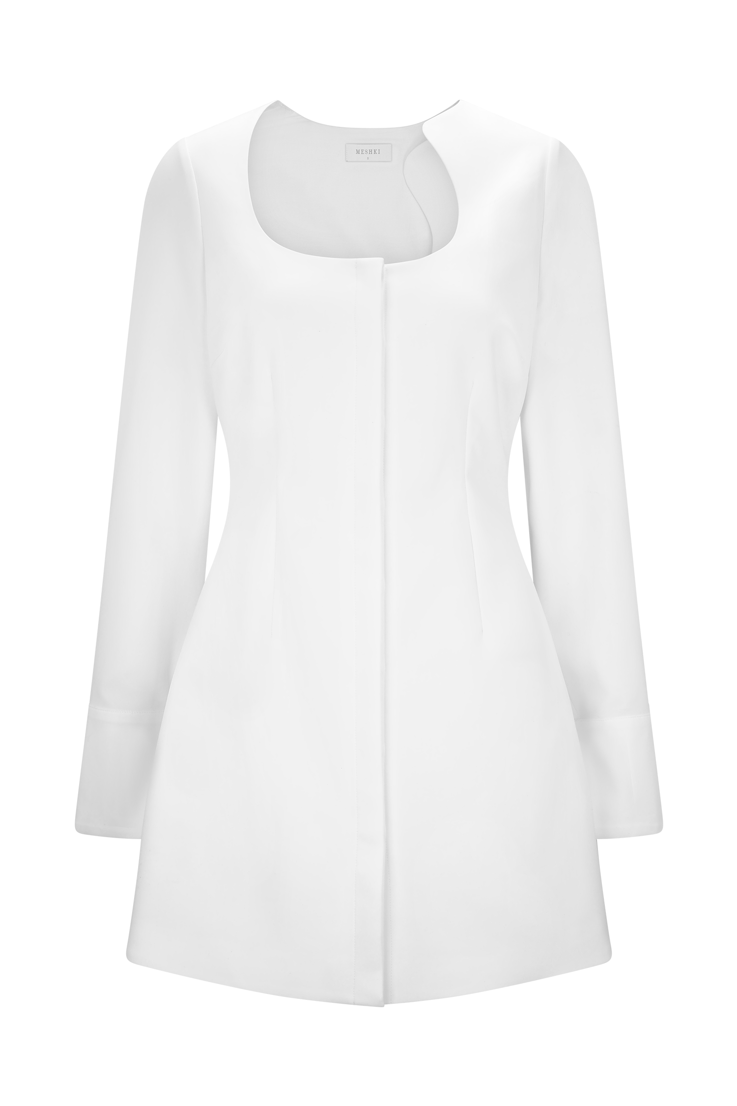 Carina Peplum Cotton Shirt Dress - White #7