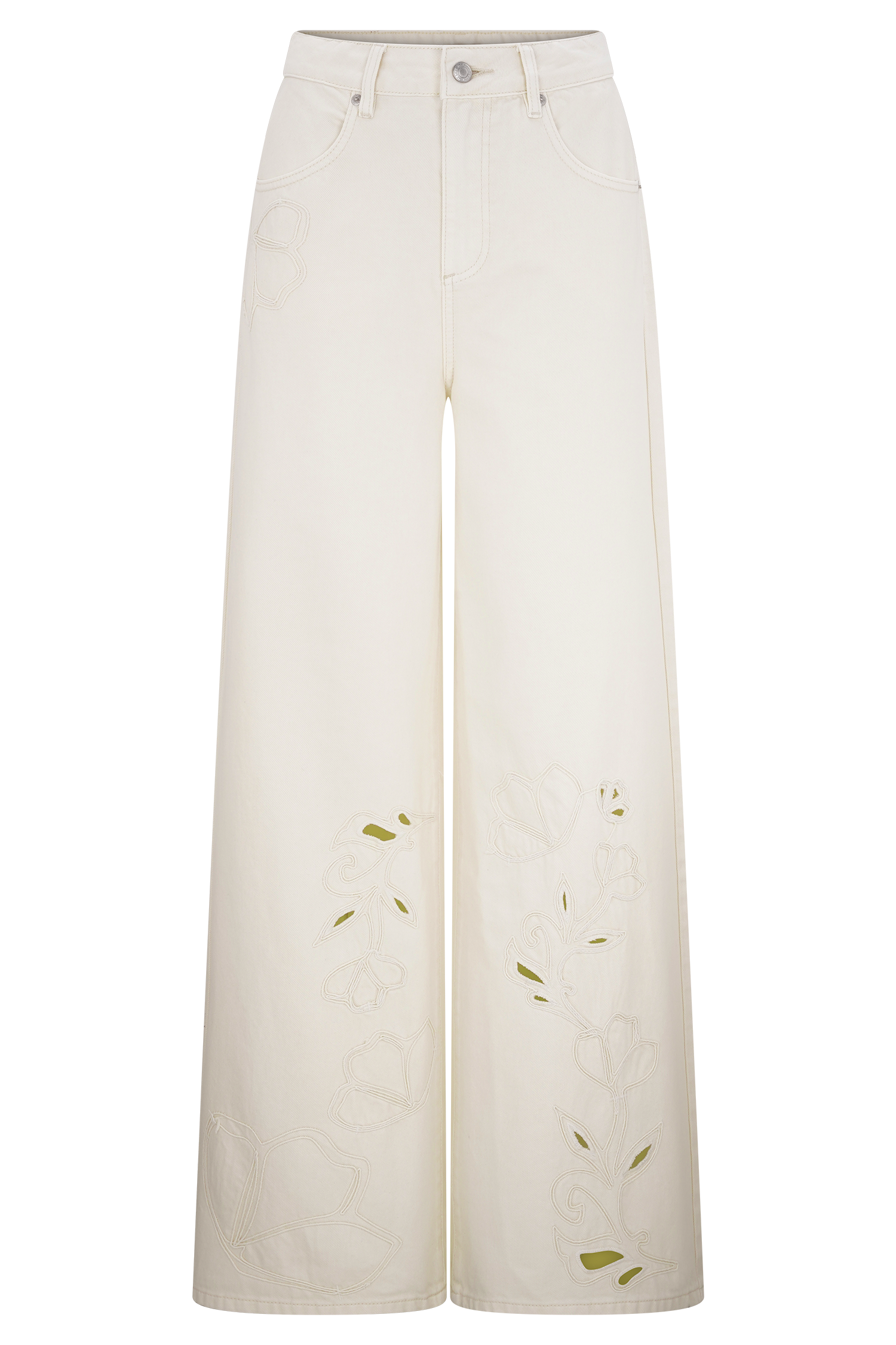 Carmella Embroided Jeans - Ecru #7