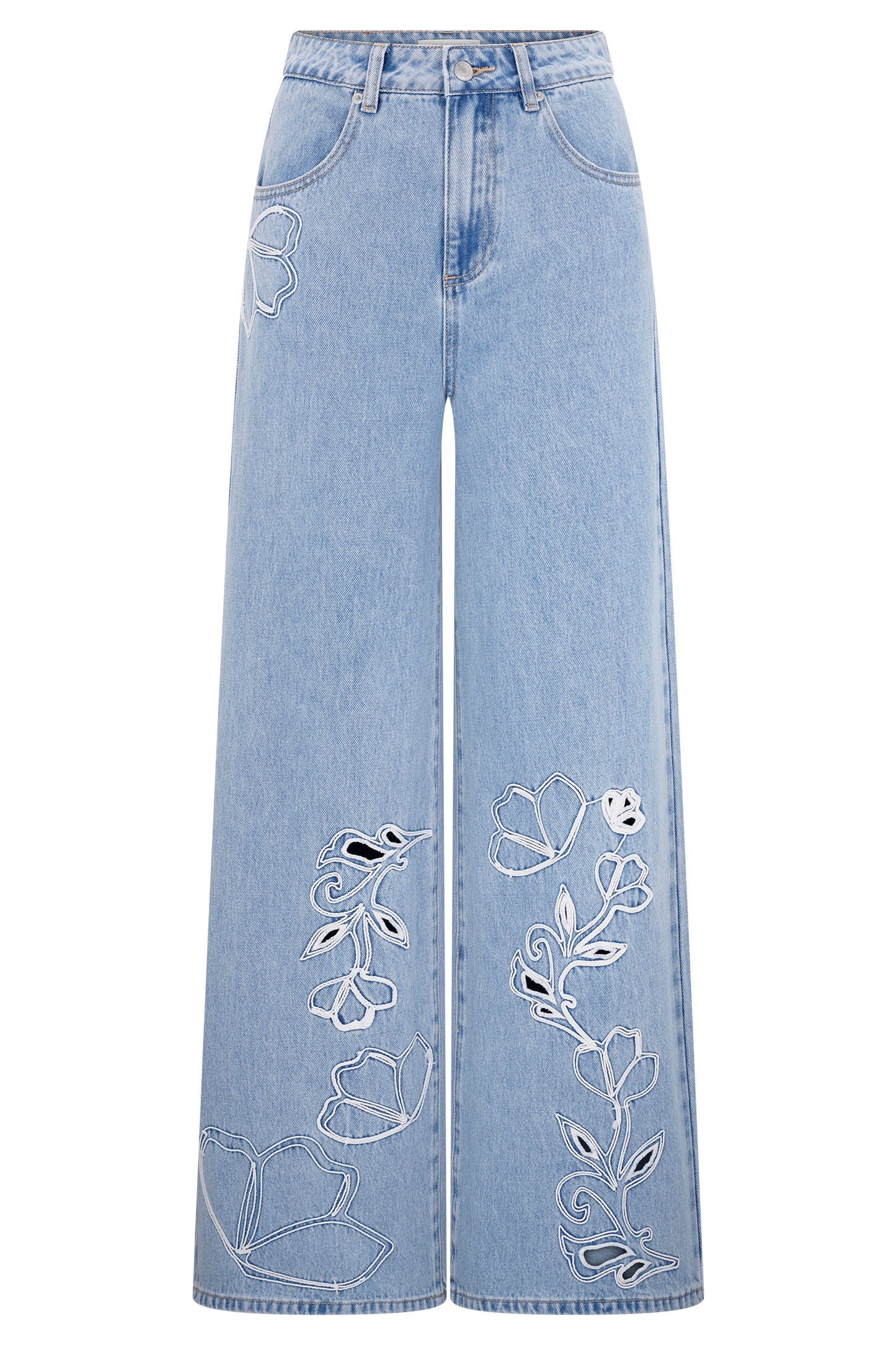 Carmella Embroided Jeans - Mid Blue