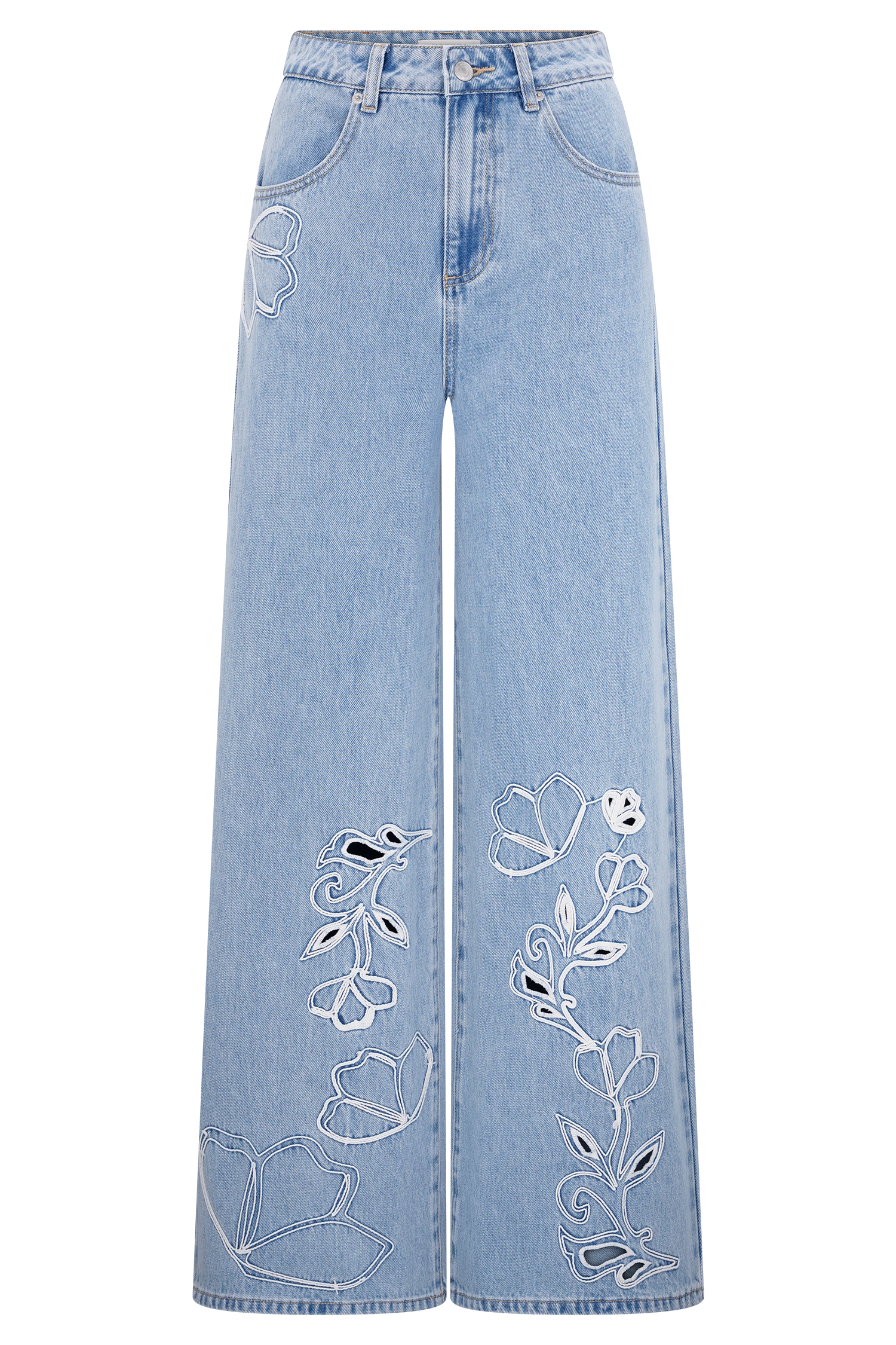 Carmella Embroided Jeans - Mid Blue #7
