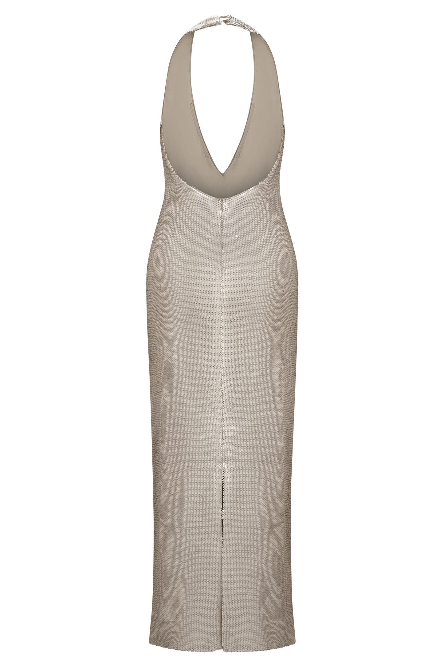 Carnation Sequin Halter Midi Dress - Gold