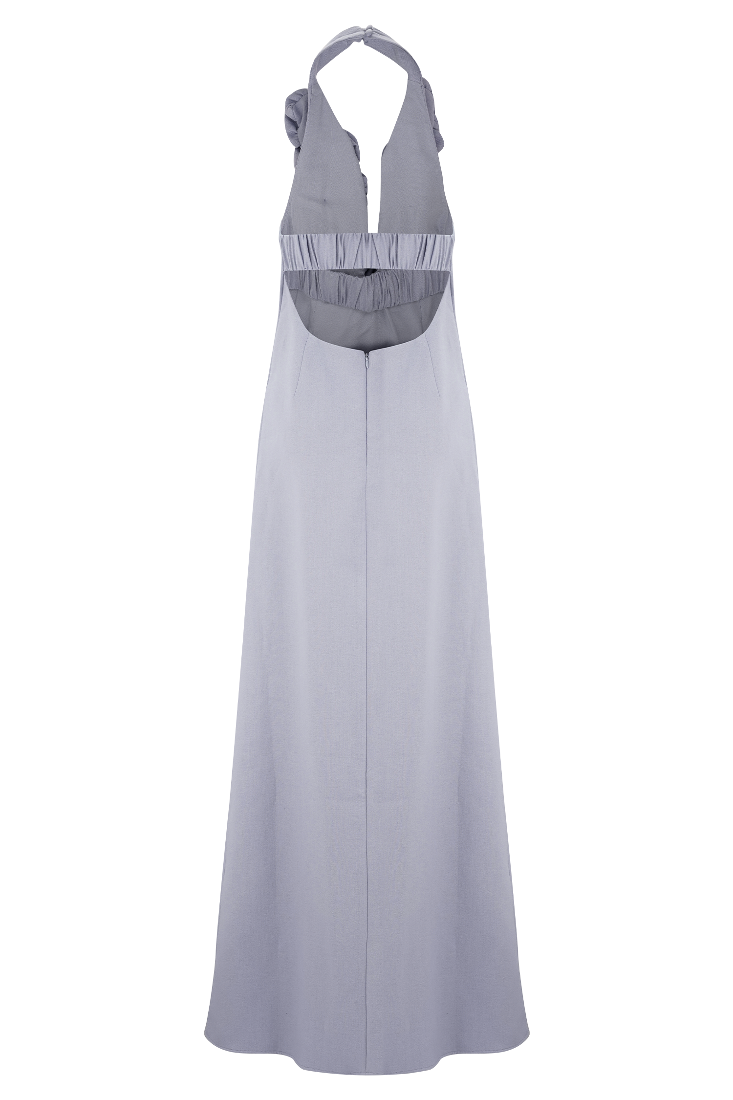 Carolyn Linen Bubble Maxi Dress - Misty Blue #12