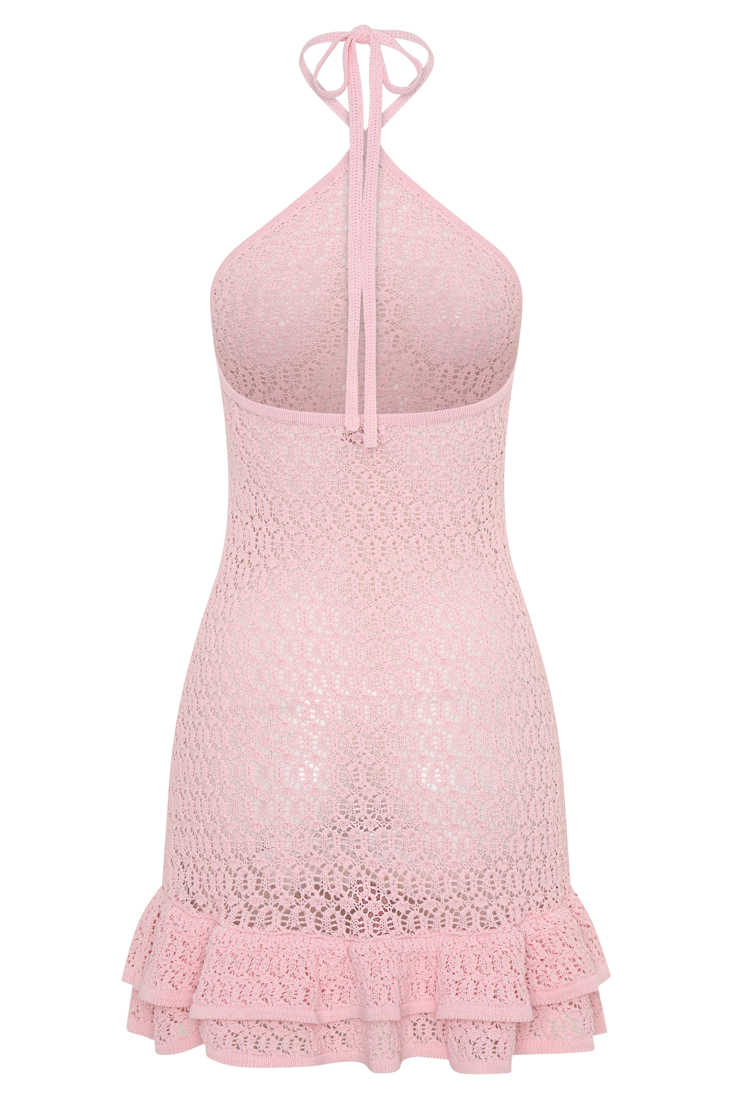 Carrisa Crochet Knit Mini Dress - Baby Pink