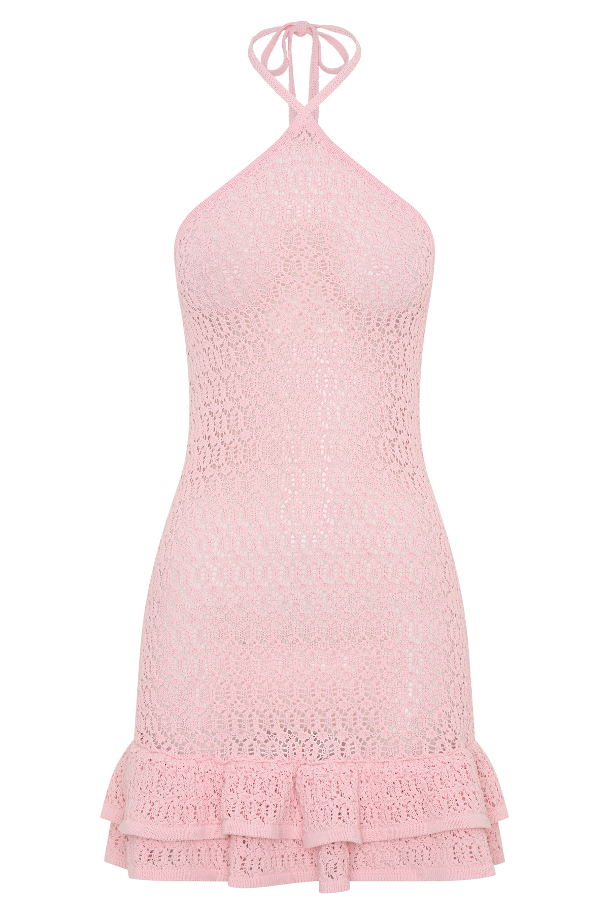 Carrisa Crochet Knit Mini Dress - Baby Pink #7