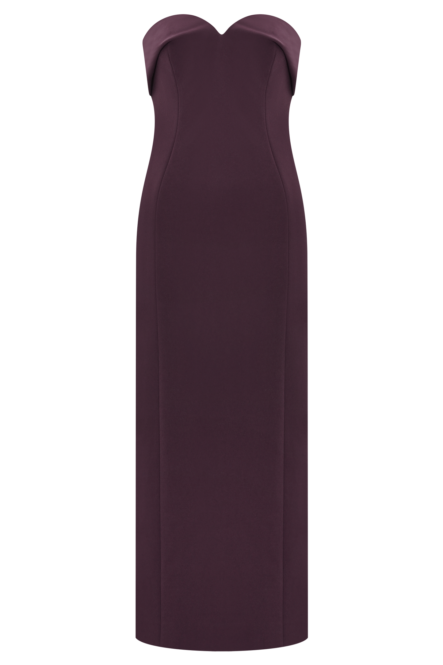 Cary Folded Strapless Crepe Midi Dress - Wine