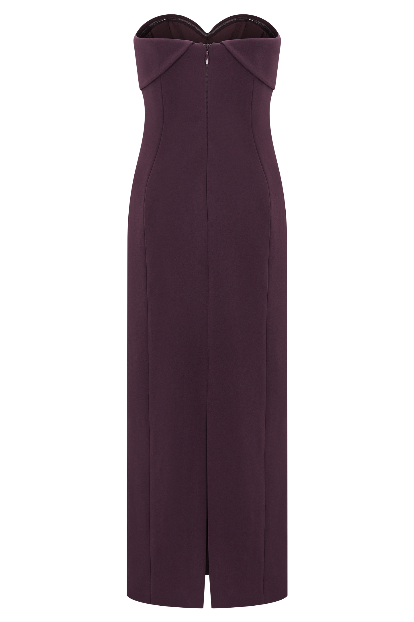 Cary Folded Strapless Crepe Midi Dress - Wine