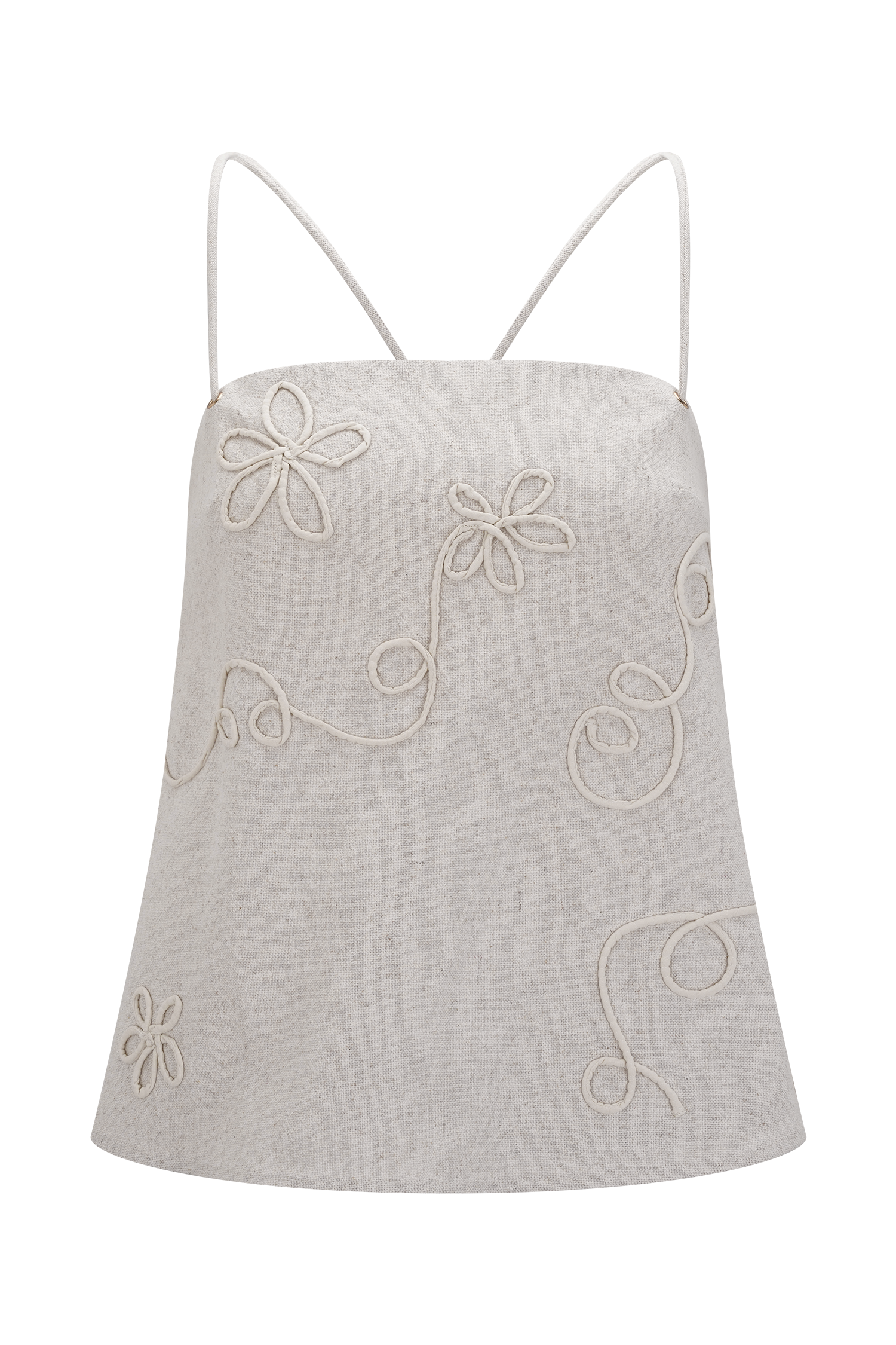 Casey Linen Corded Embroidered Linen Top - Natural #11