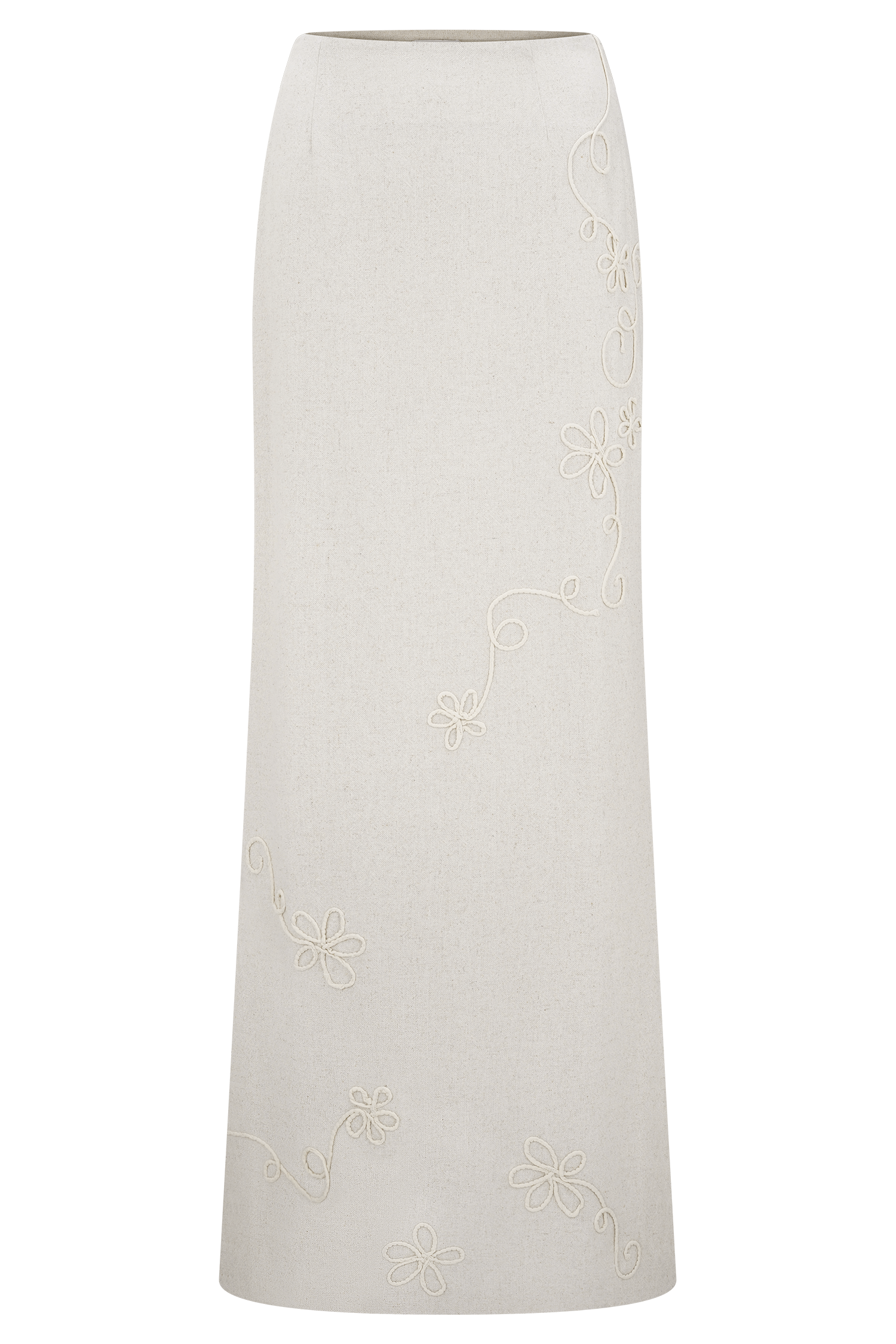 Casey Linen Embroidered Maxi Skirt - Natural #8