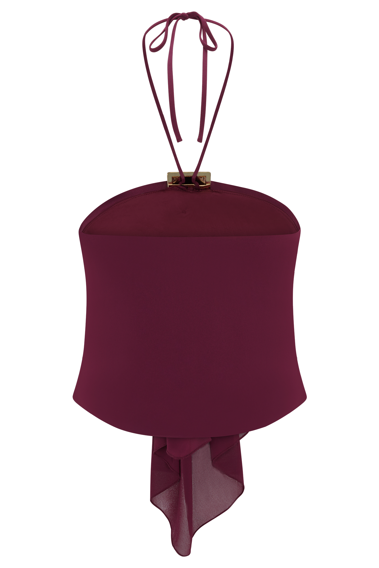 Celina Chiffon Halter Top With Hardware - Cherry Red #8