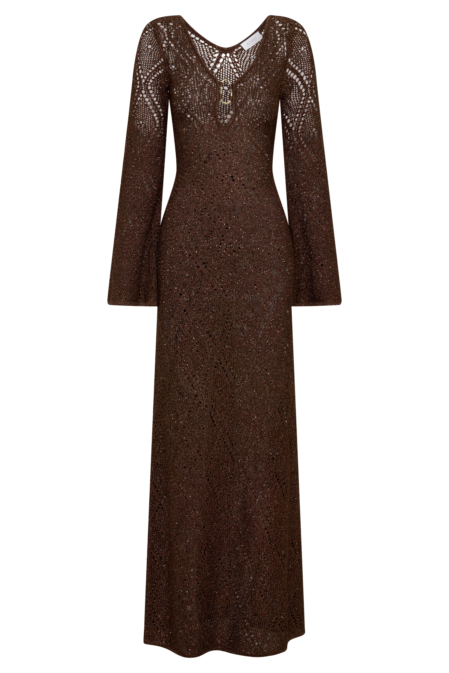 Chelsea Lurex Crochet Maxi Dress - Bronze #9