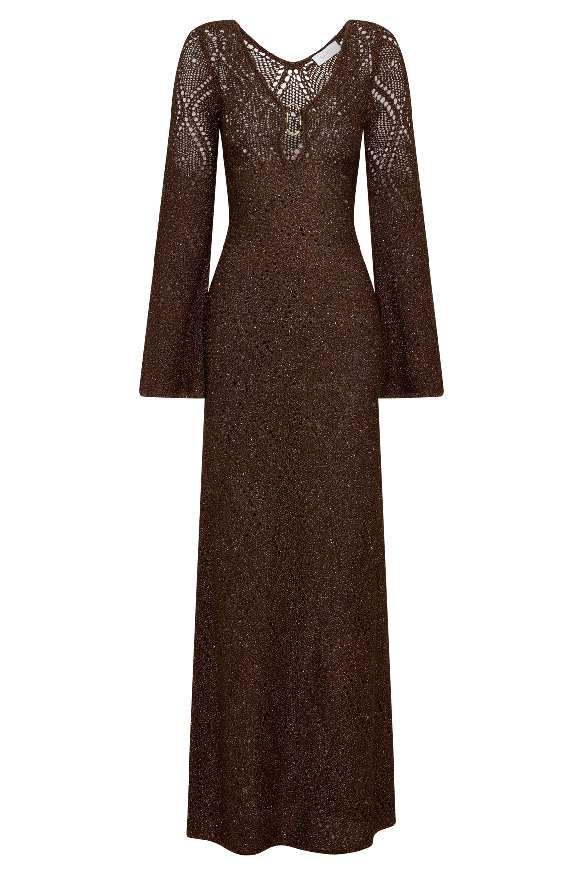 Chelsea Lurex Crochet Maxi Dress - Bronze #11