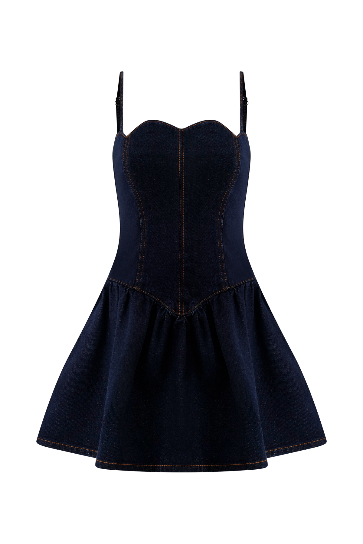 Cheyenne Scallop Denim Mini Dress - Indigo Blue #10