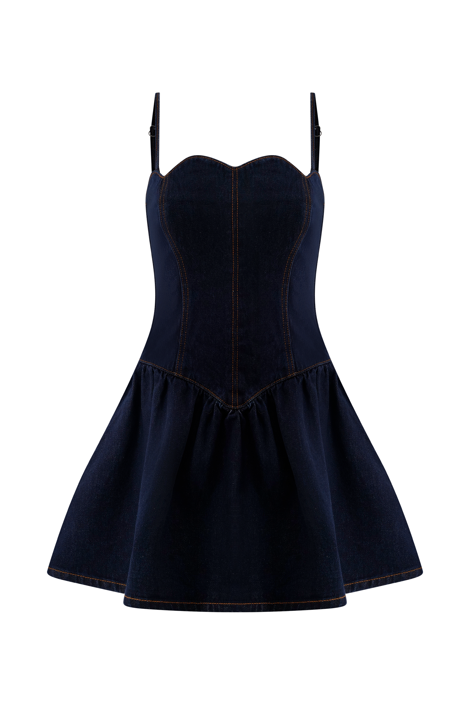 Cheyenne Scallop Denim Mini Dress - Indigo Blue #10