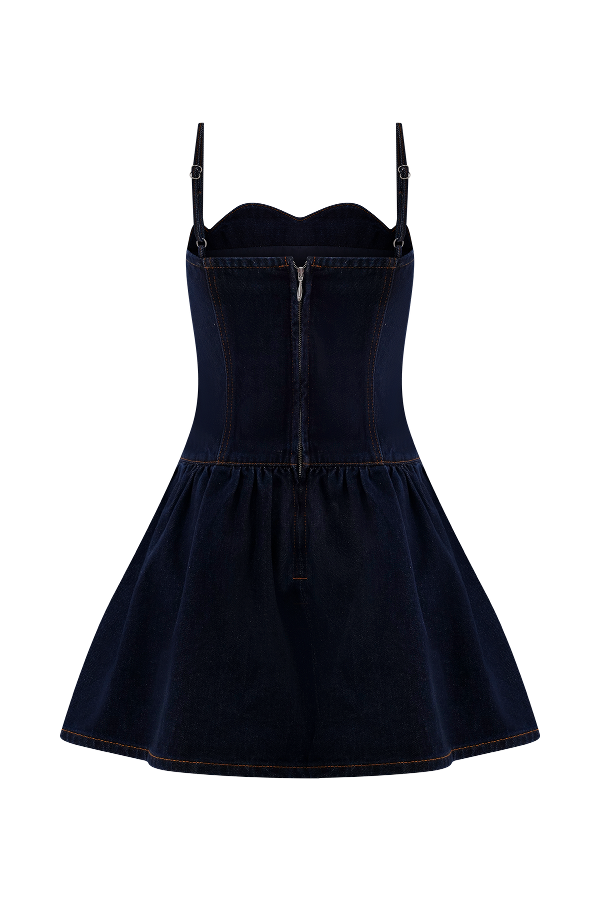 Cheyenne Scallop Denim Mini Dress - Indigo Blue #9