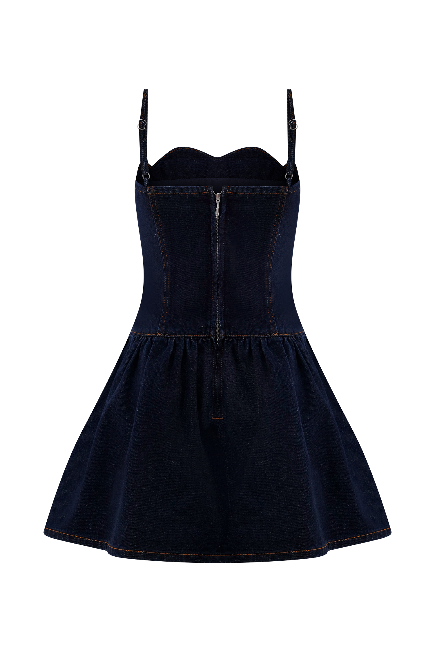 Cheyenne Scallop Denim Mini Dress - Indigo Blue #9