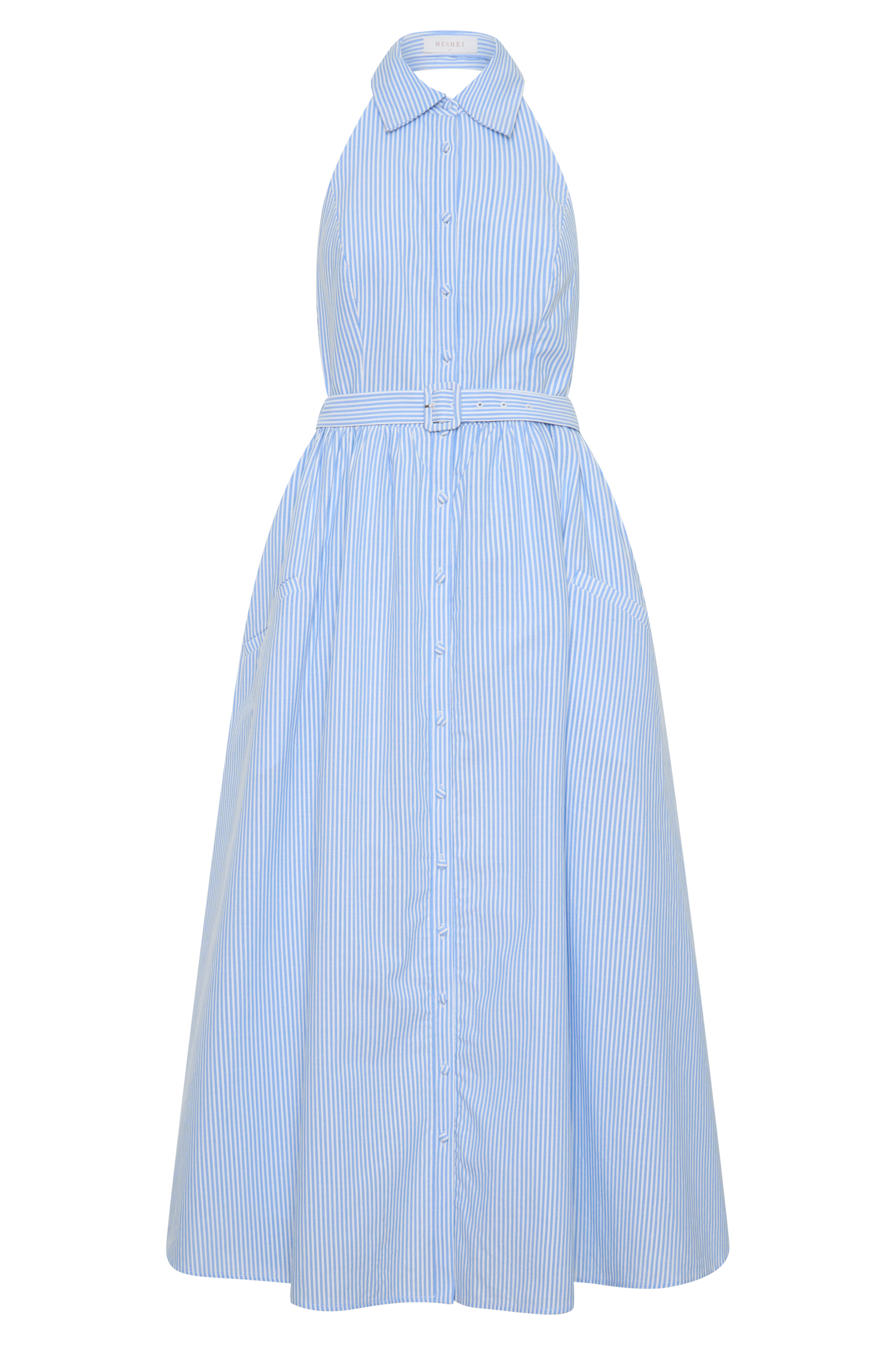 Cindy Collared Midi Dress - Blue Pinstripe #9