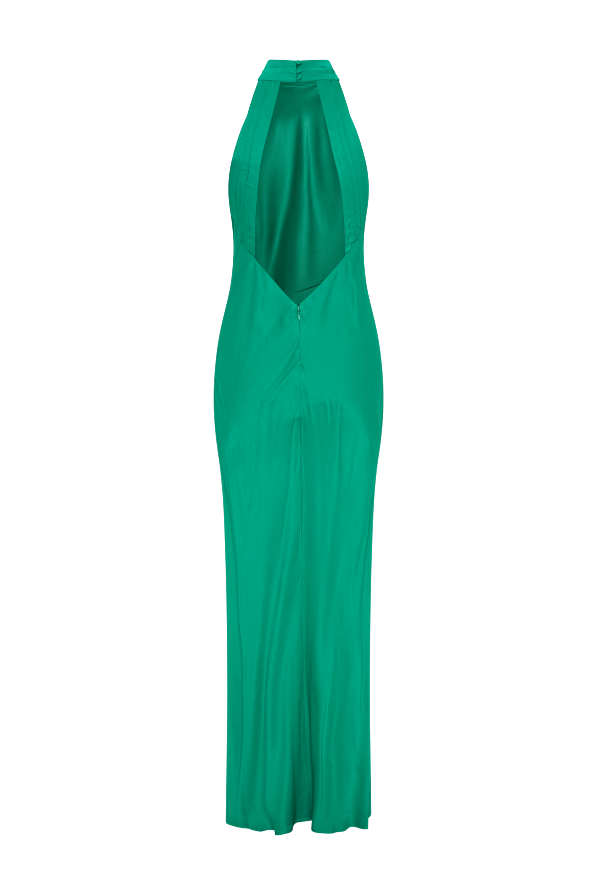 Claire Satin Drape Back Maxi Dress with Split - Green