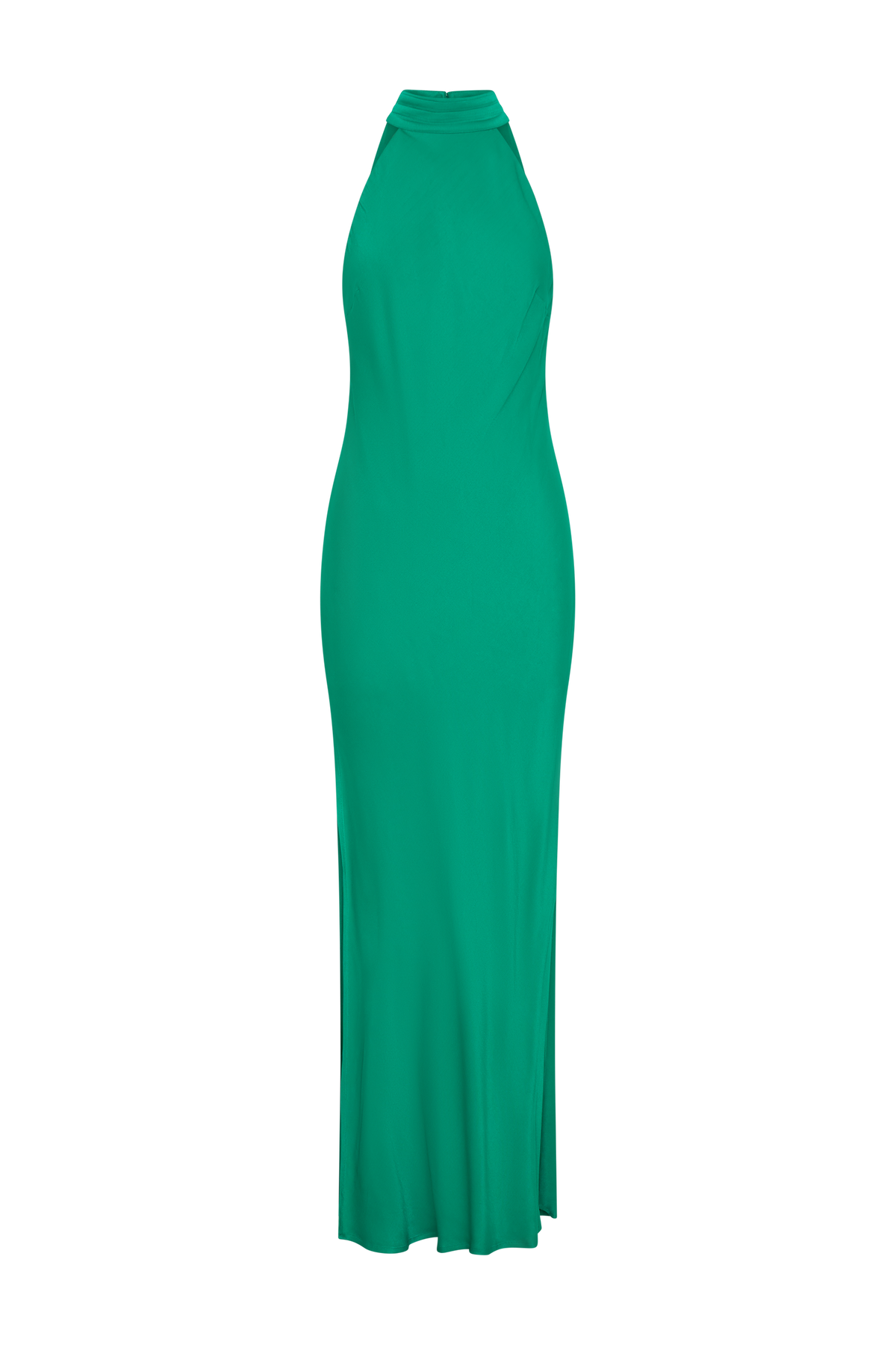 Claire Satin Drape Back Maxi Dress with Split - Green #15