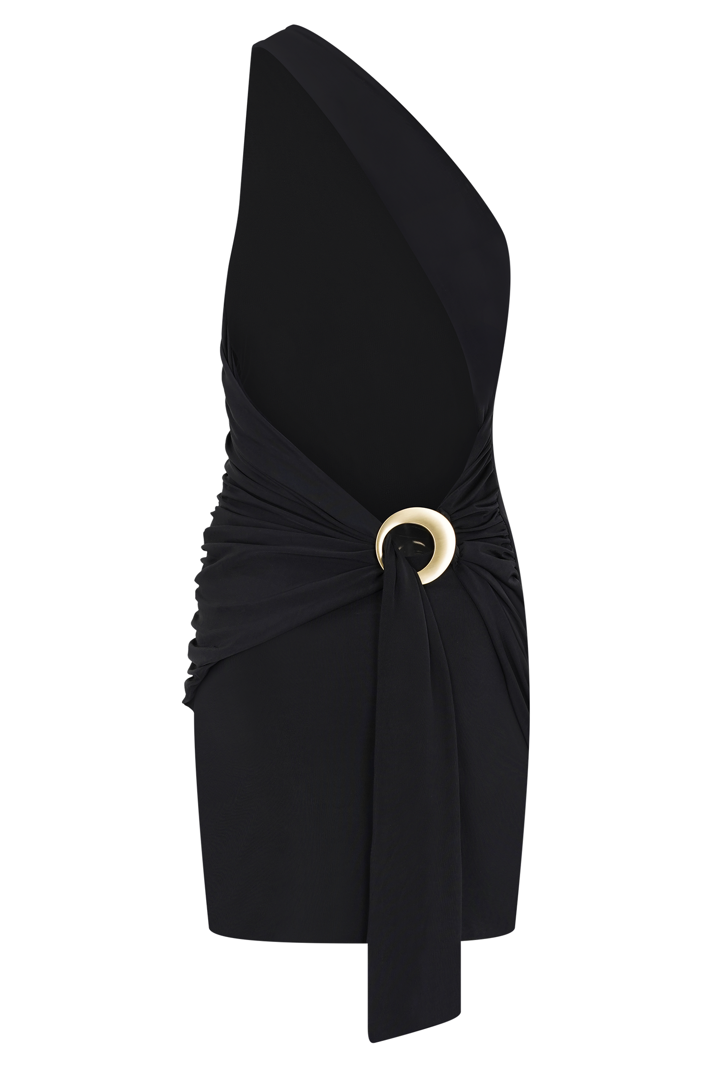 Claudette Slinky Mini Dress With Hardware - Black