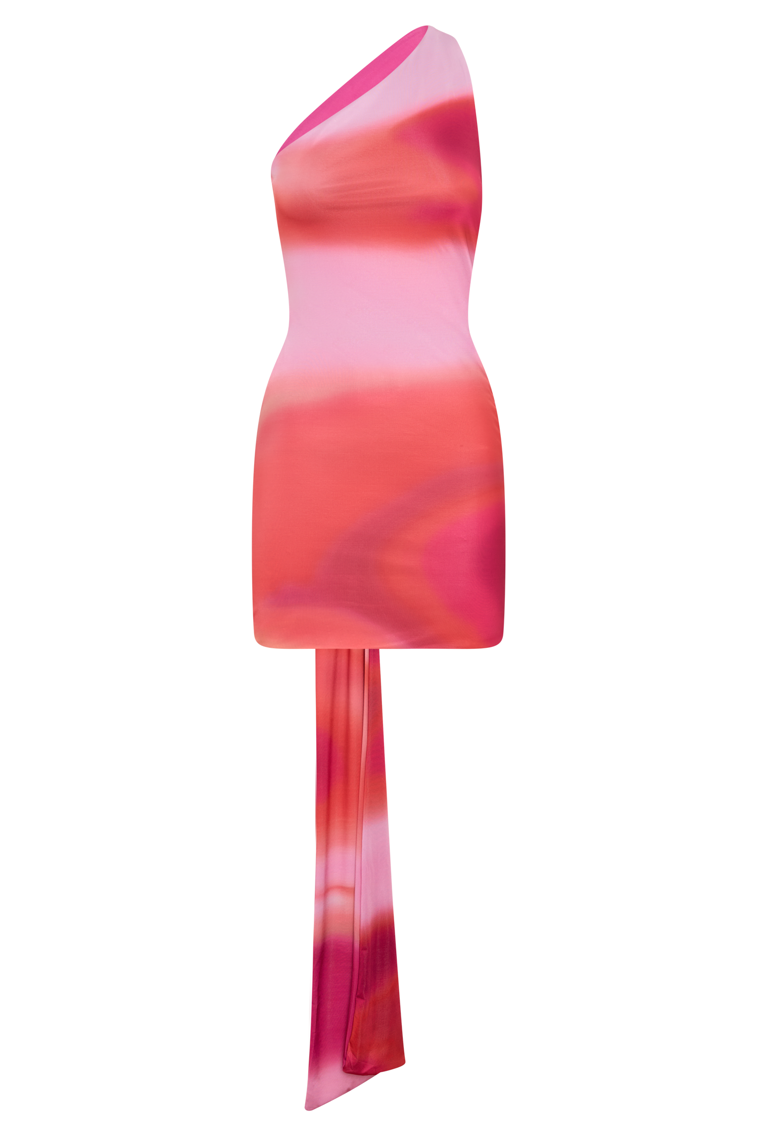 Claudette Slinky Mini Dress With Hardware - Pink Sunset Print #8