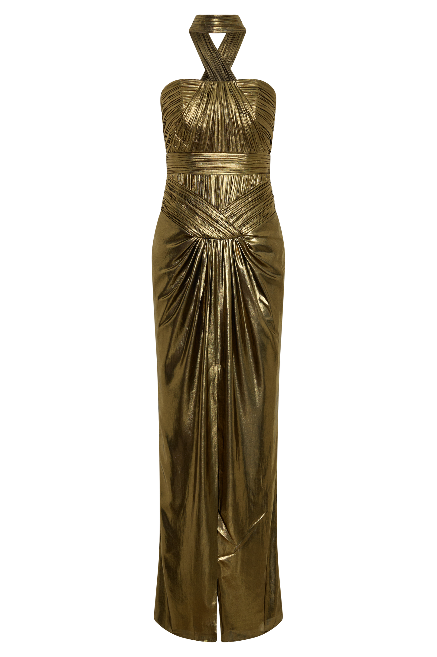 Clemence Plisse Maxi Dress - Gold