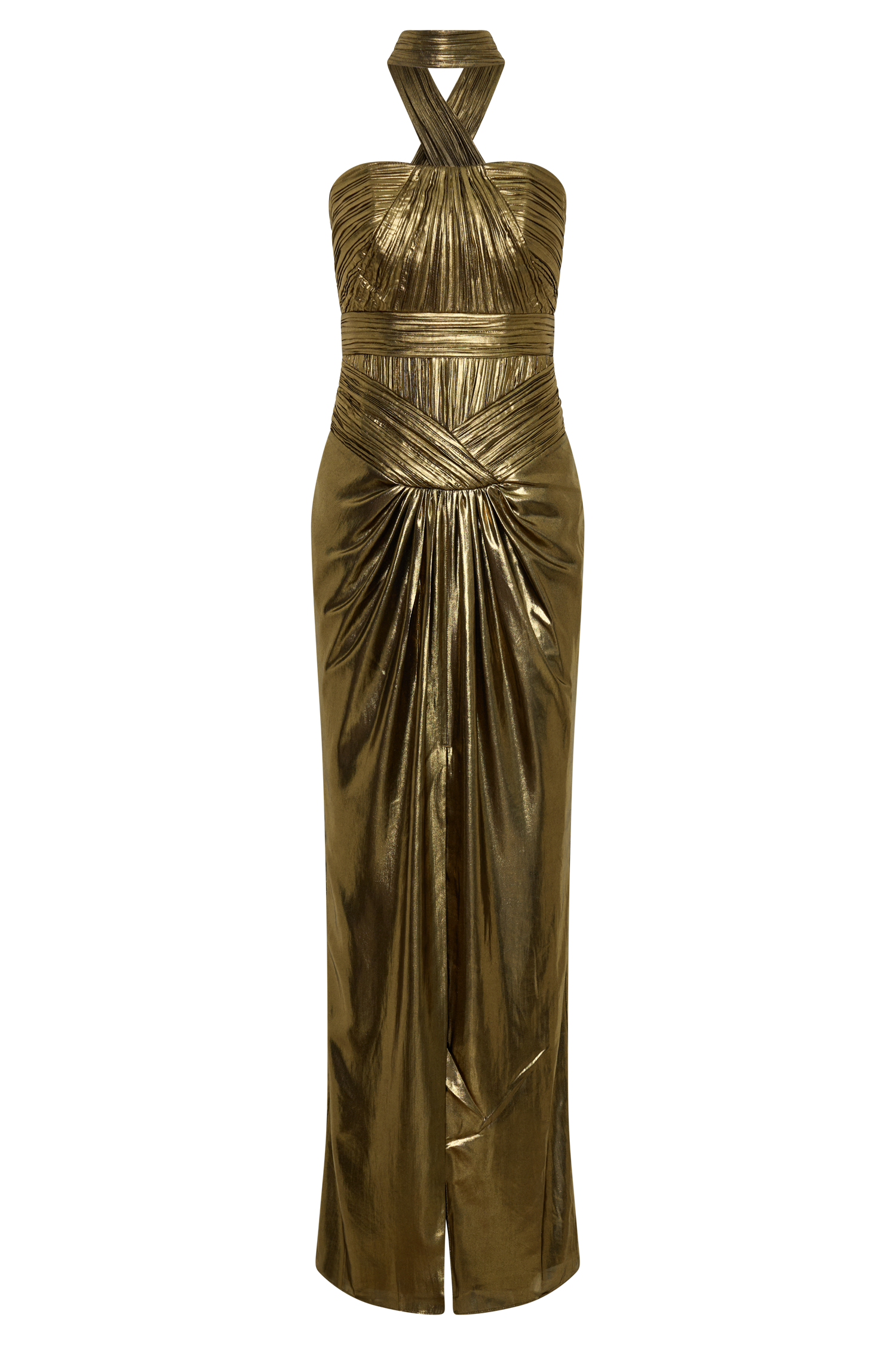 Clemence Plisse Maxi Dress - Gold #13
