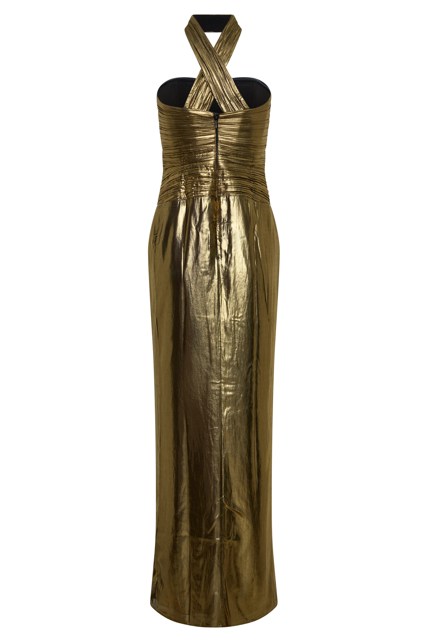 Clemence Plisse Maxi Dress - Gold #12