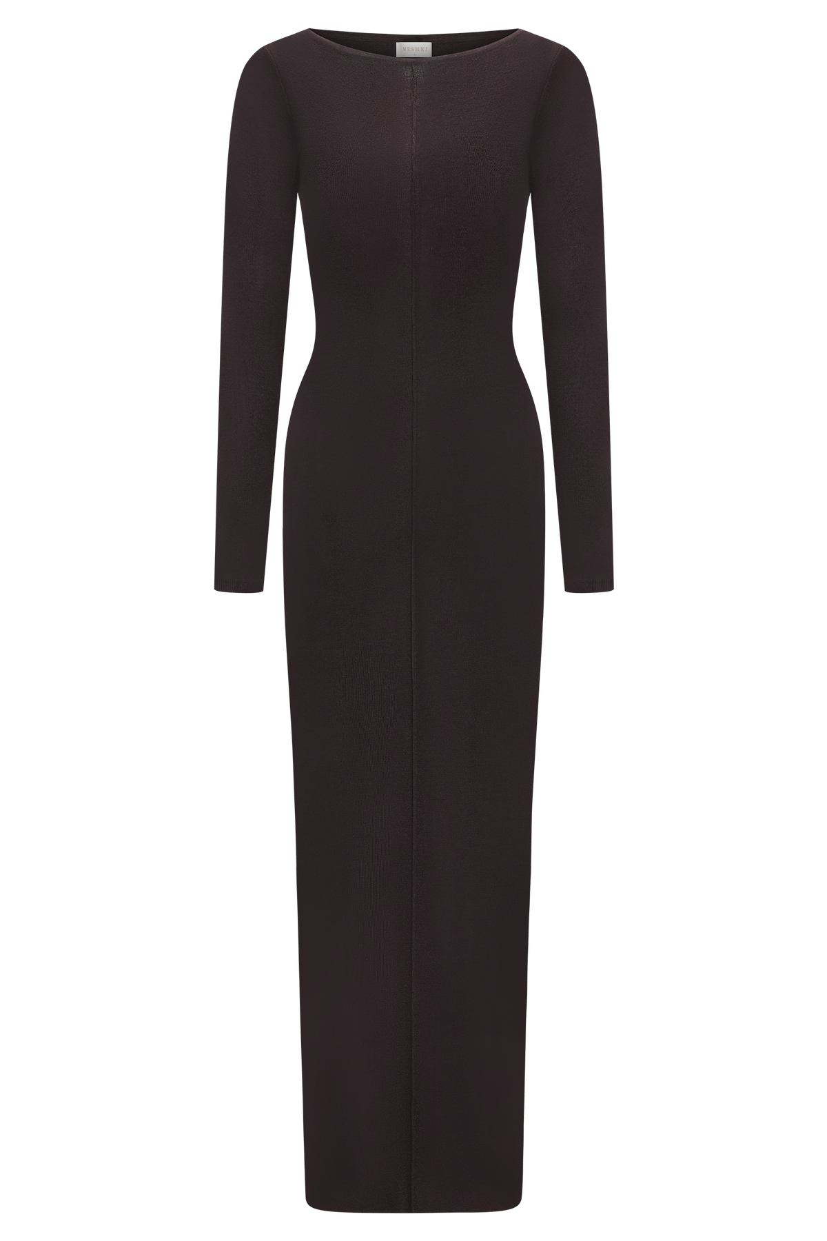 Cleona Merino Wool Ribbed Long Sleeve Maxi Dress - Deep Chocolate #9