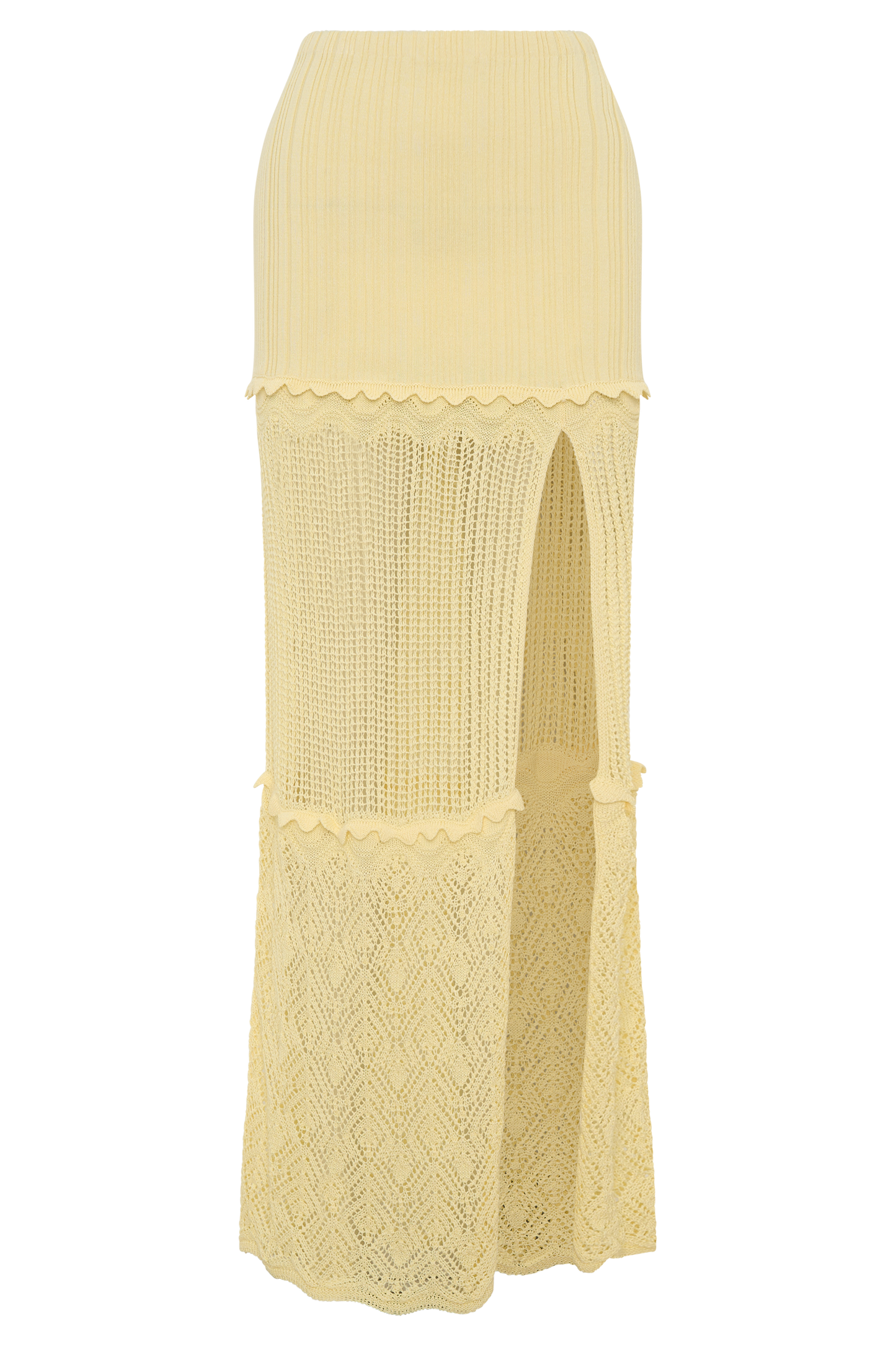 Coleene Pointelle Knit Maxi Skirt - Lemon