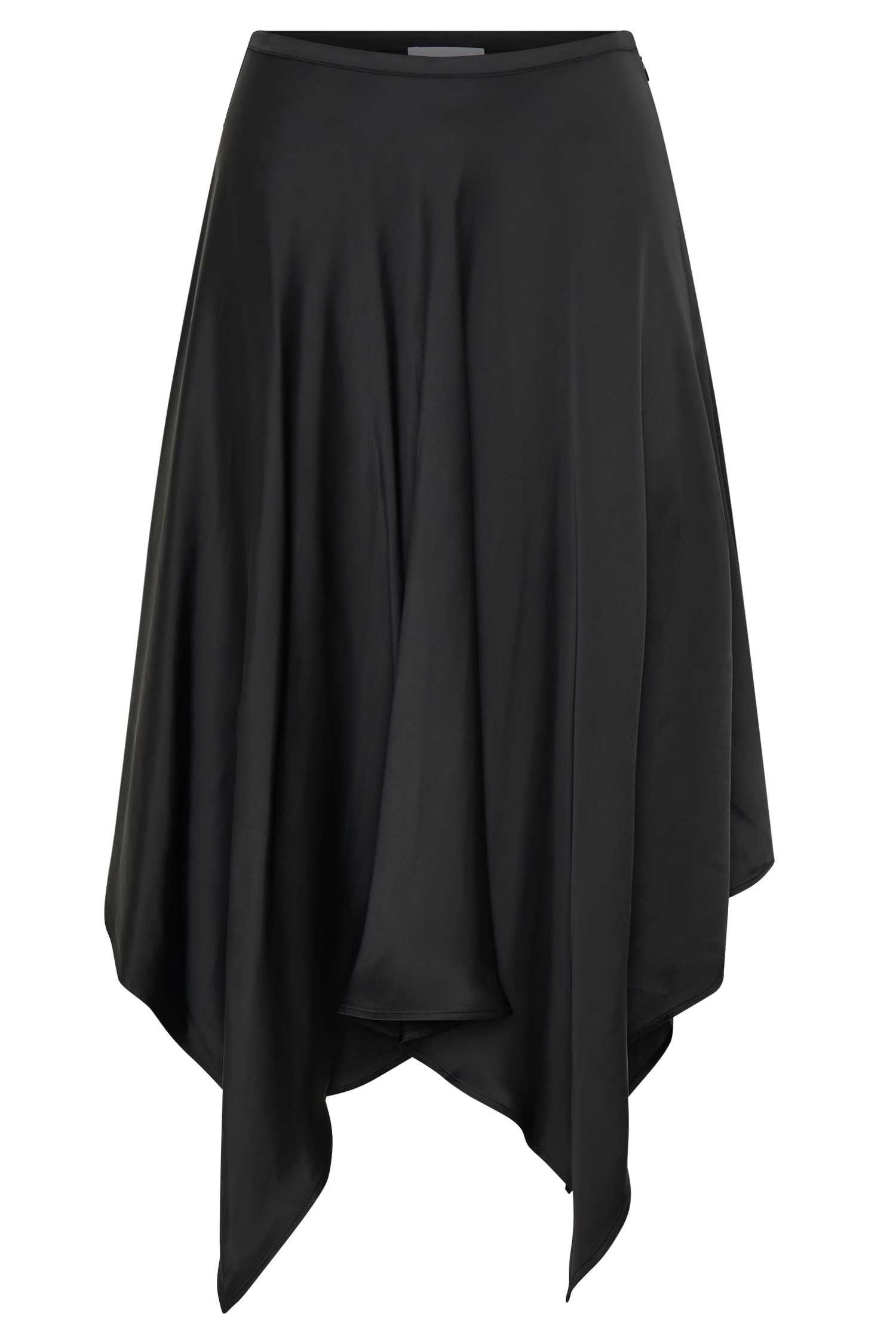 Coralie Asymmetric Satin Midi Skirt - Black #16