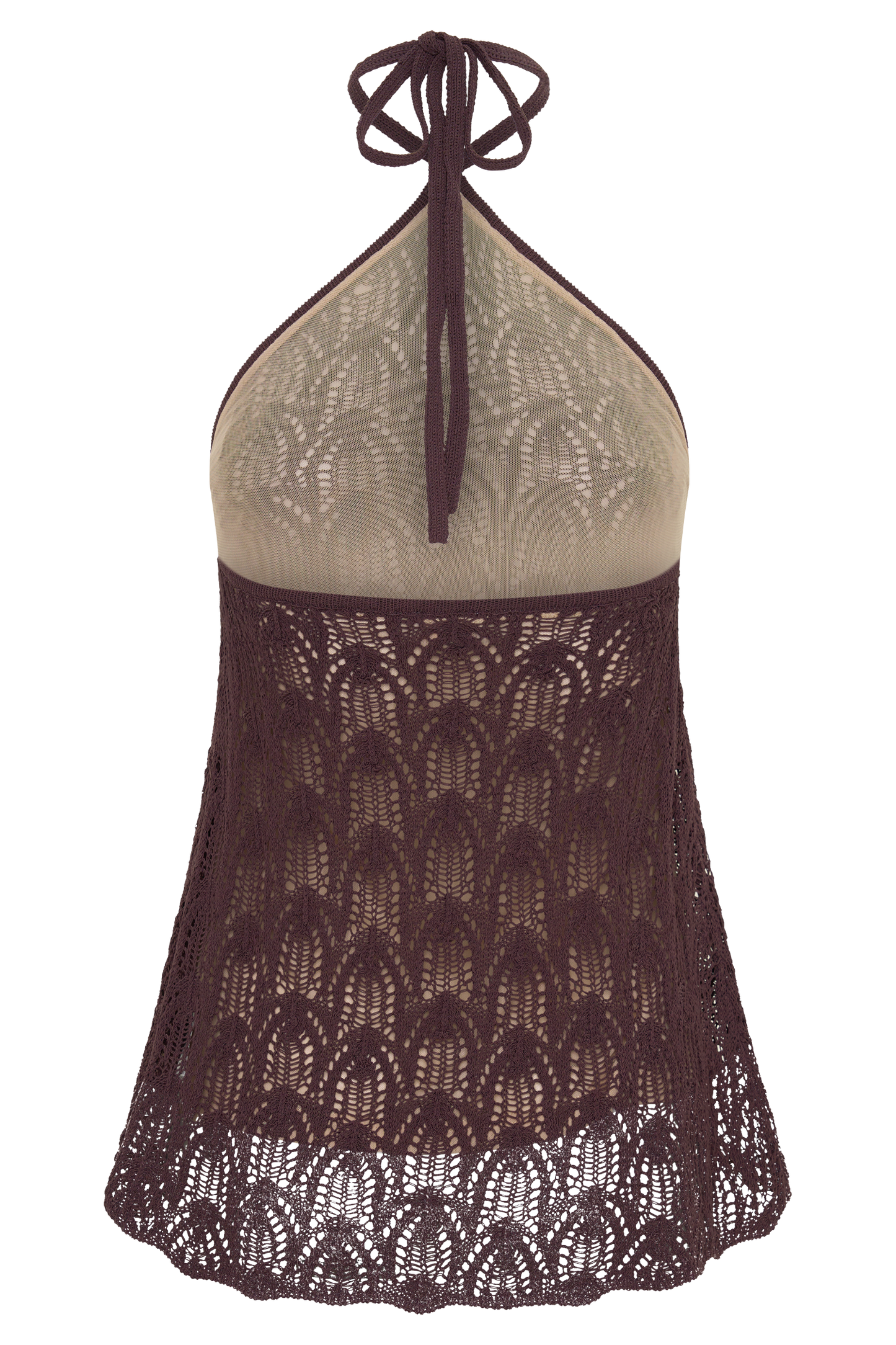 Corey Crochet Halter Neck Top - Chocolate
