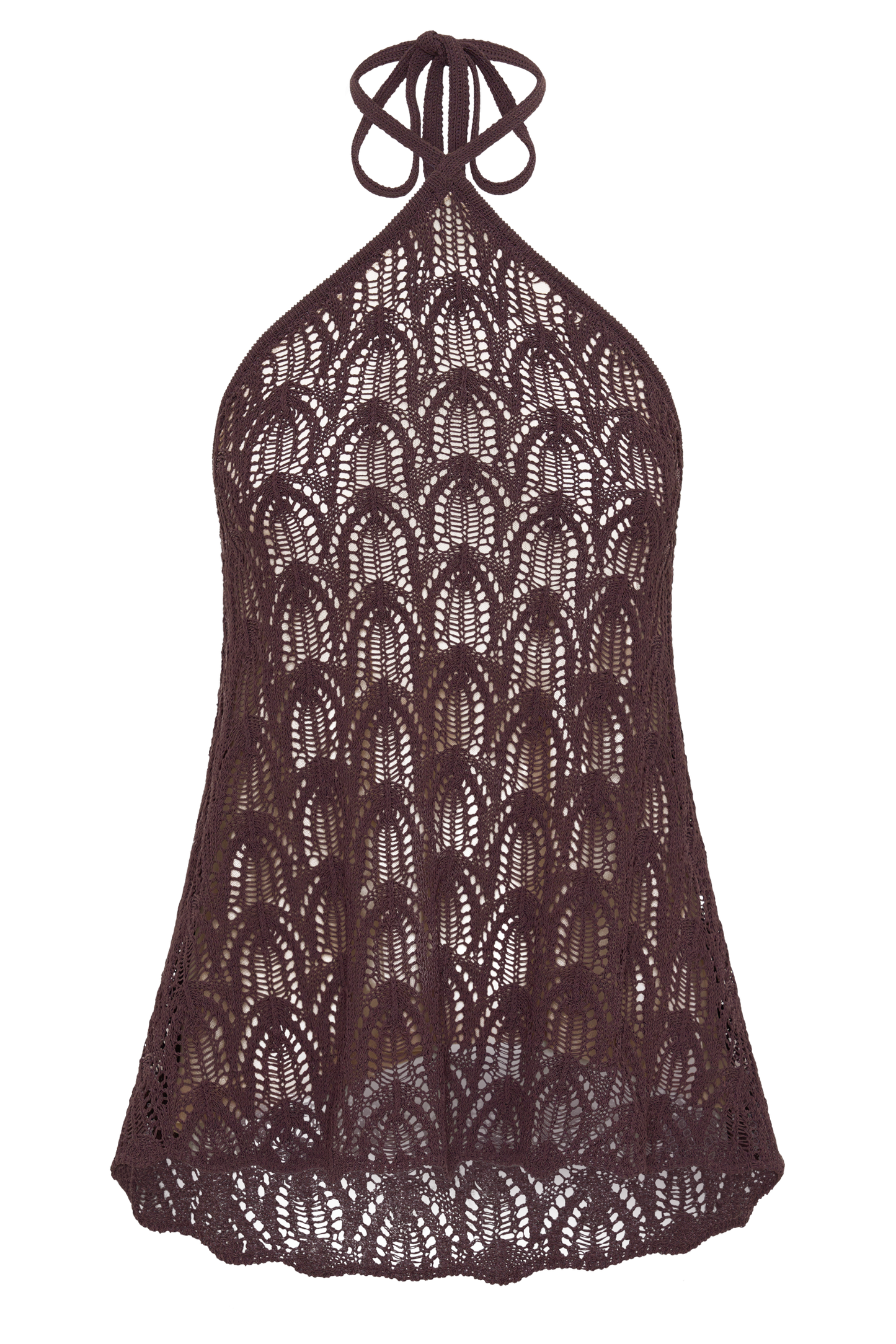 Corey Crochet Halter Neck Top - Chocolate