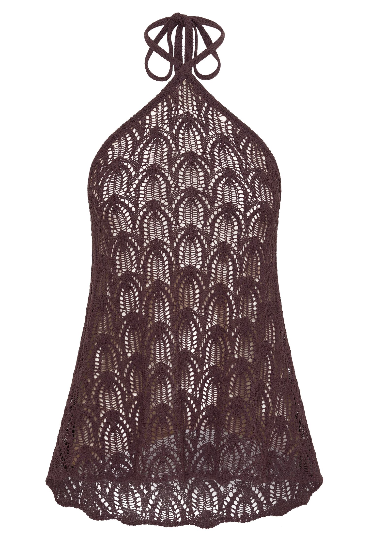 Corey Crochet Halter Neck Top - Chocolate #11