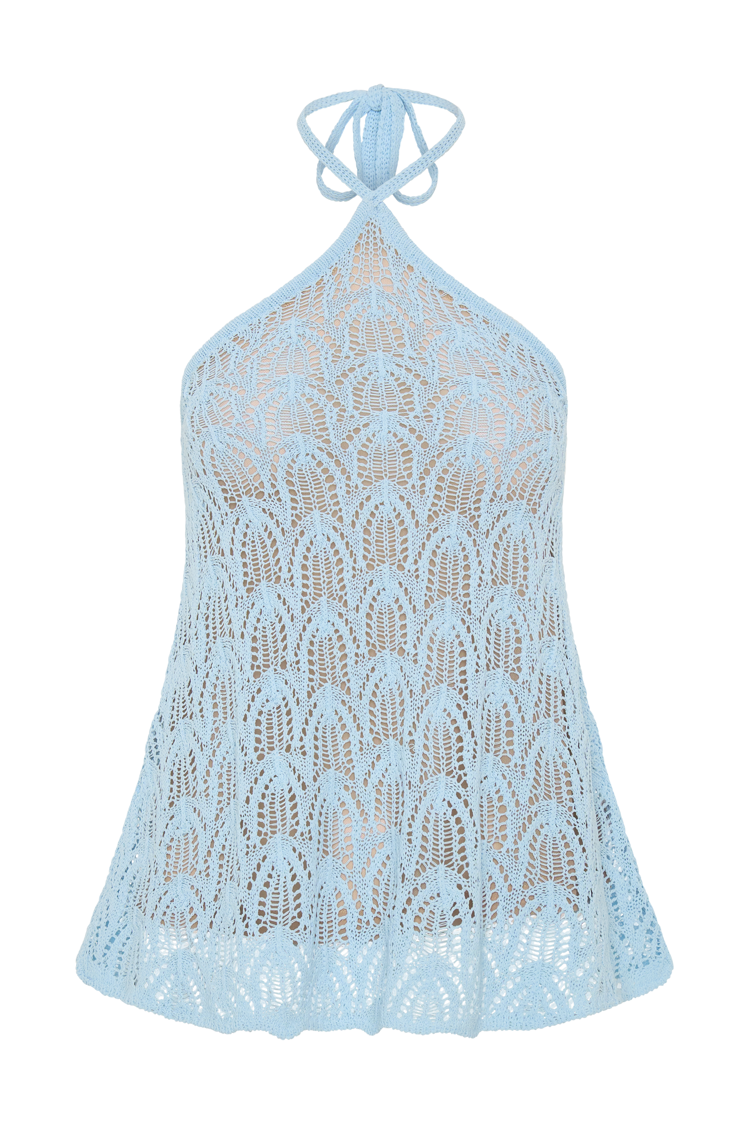Corey Crochet Halter Neck Top - Light Blue | MESHKI UK