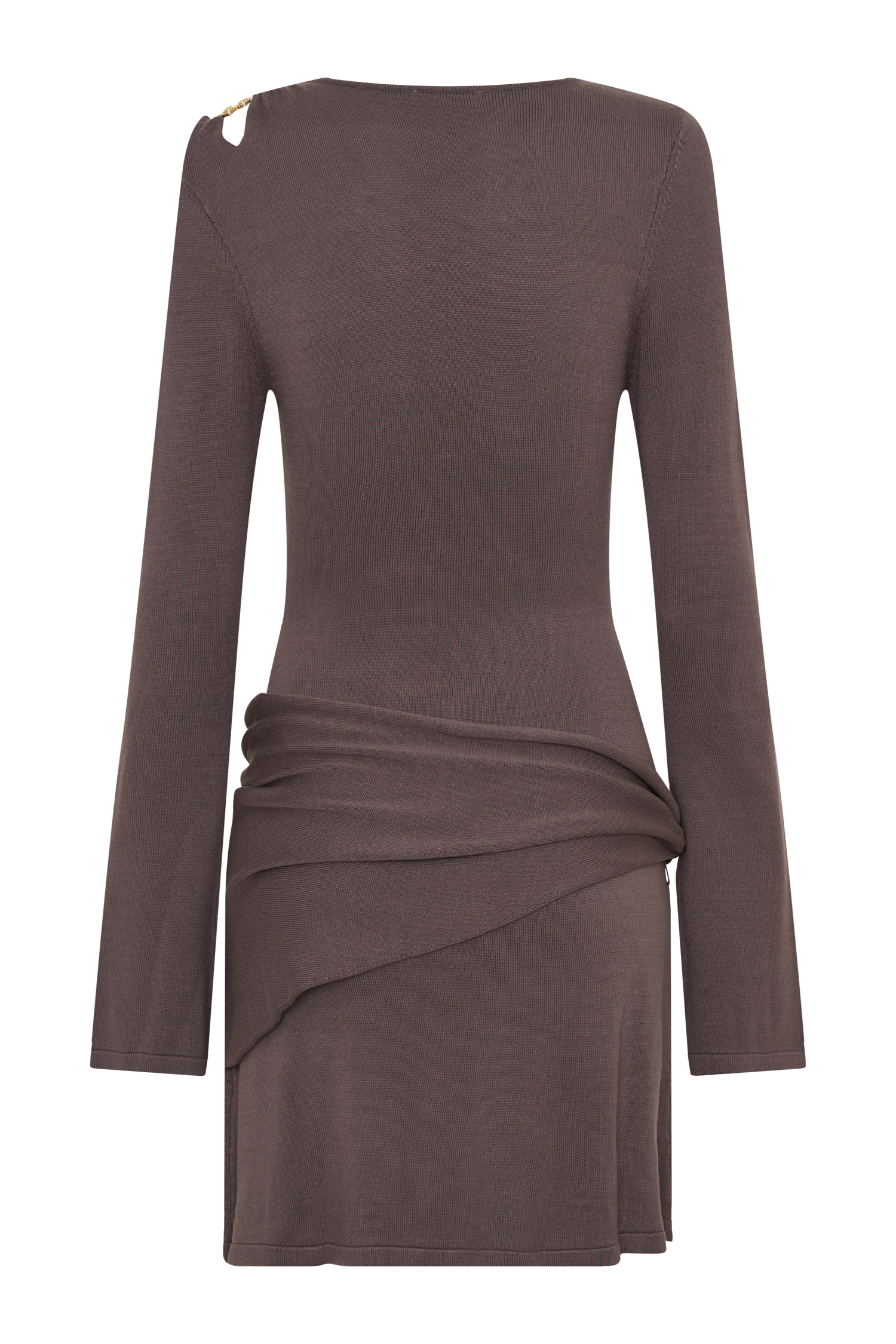 Cresida Knit Long Sleeve Mini Dress With Hardware - Peppercorn #7