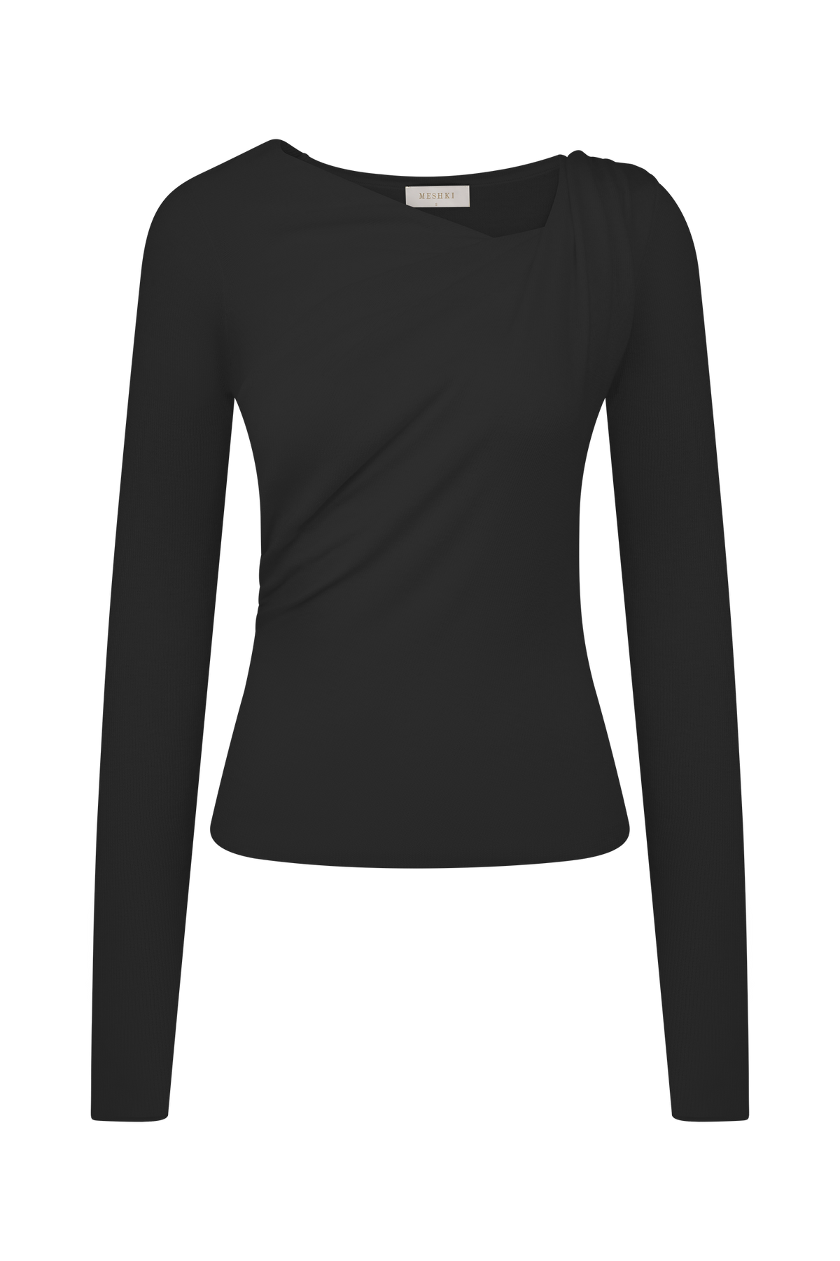 Culver Draped Twist Knit Top - Black #7