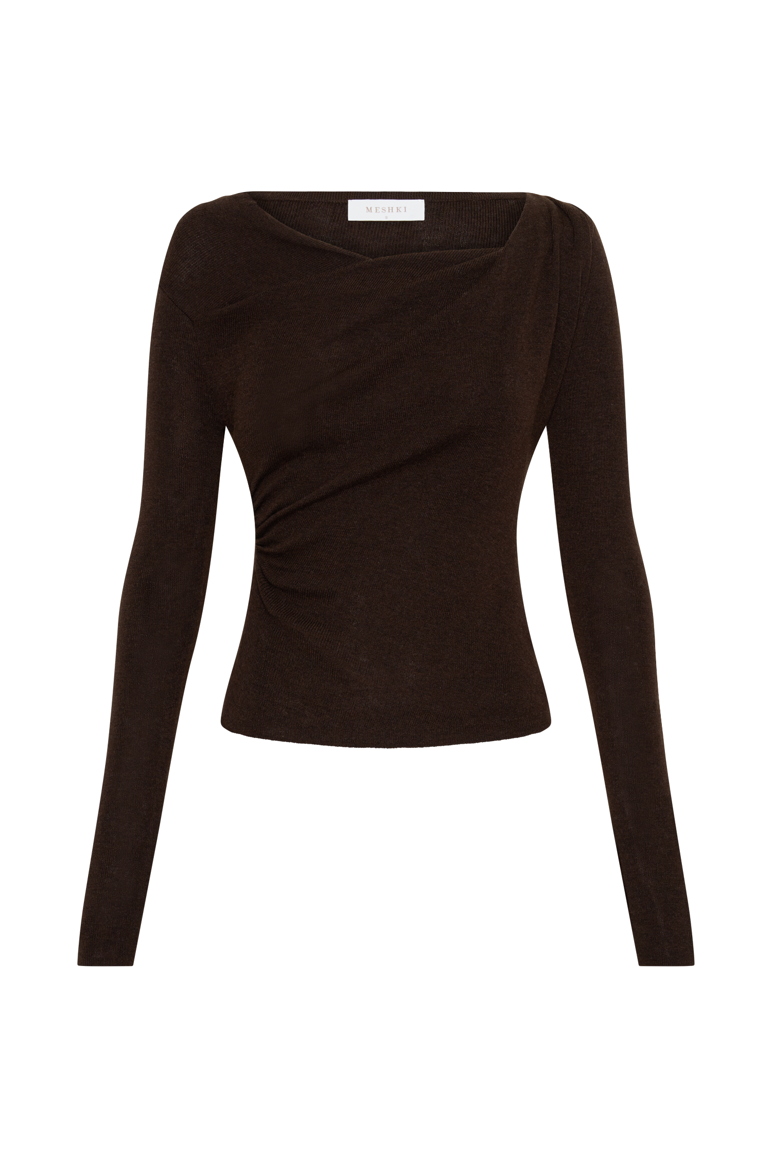 Culver Draped Twist Knit Top - Chocolate #9