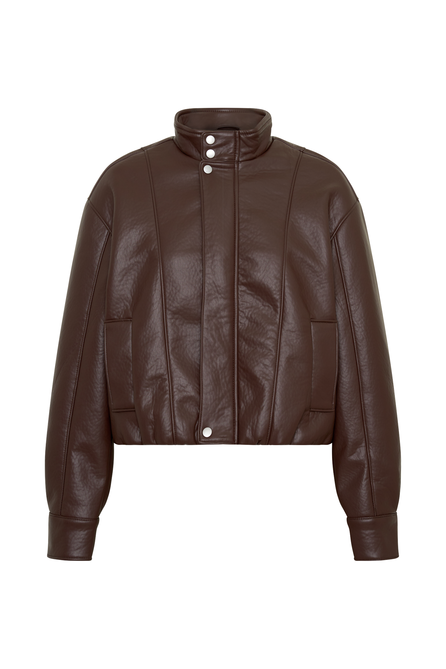 Curtis Faux Leather Bomber Jacket - Dark Chocolate #11