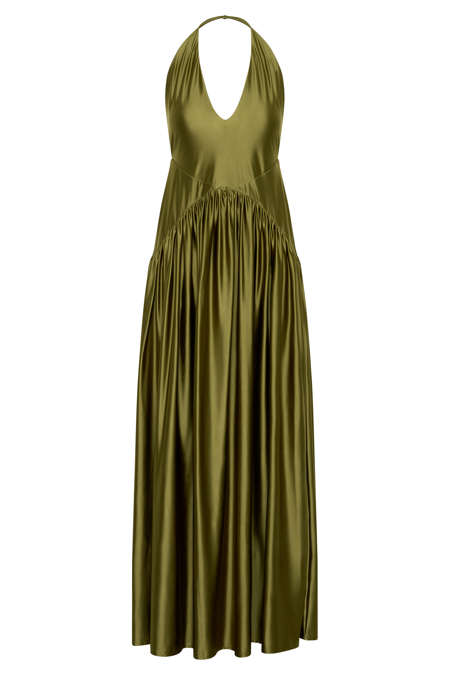 Cypress Halter Maxi Dress - Olive #9