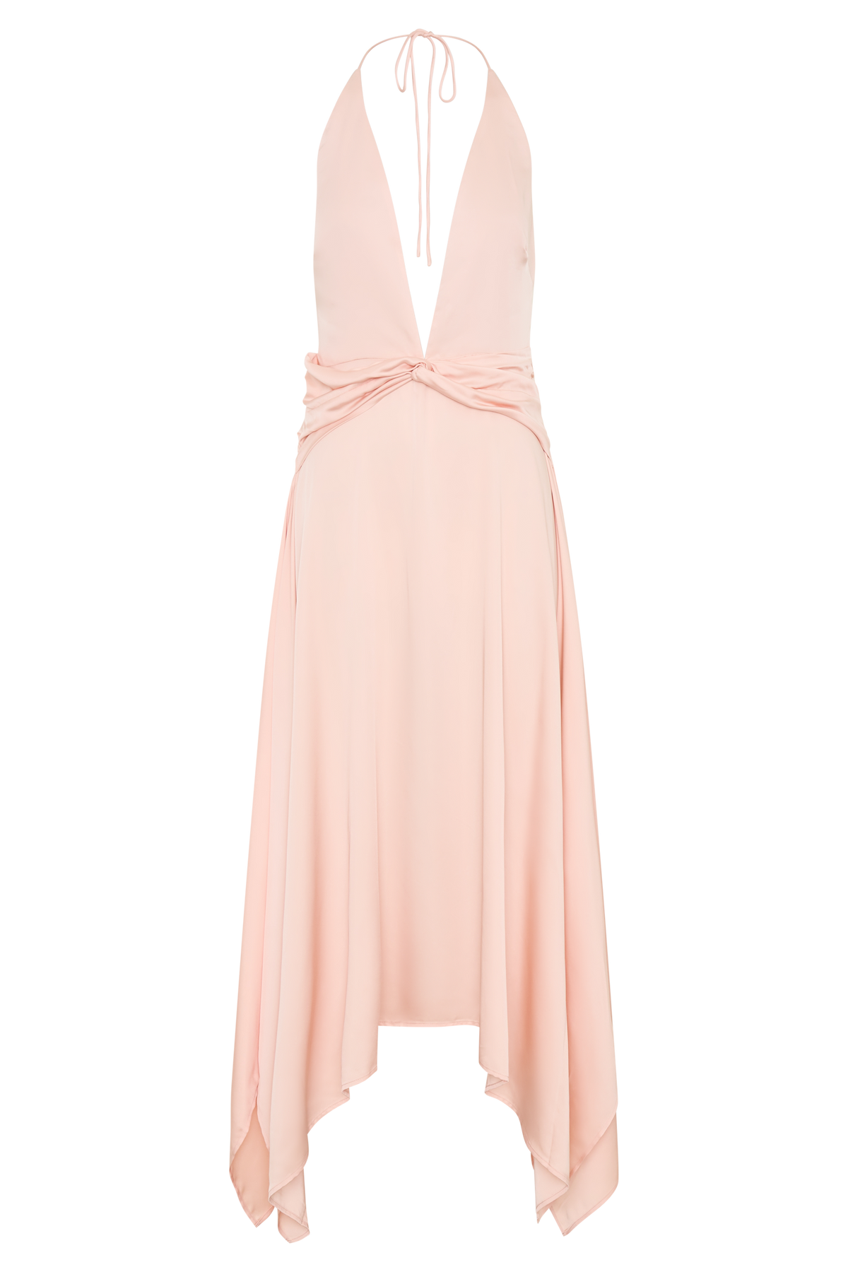 Cyra Plunge Satin Midi Dress - Peach #8