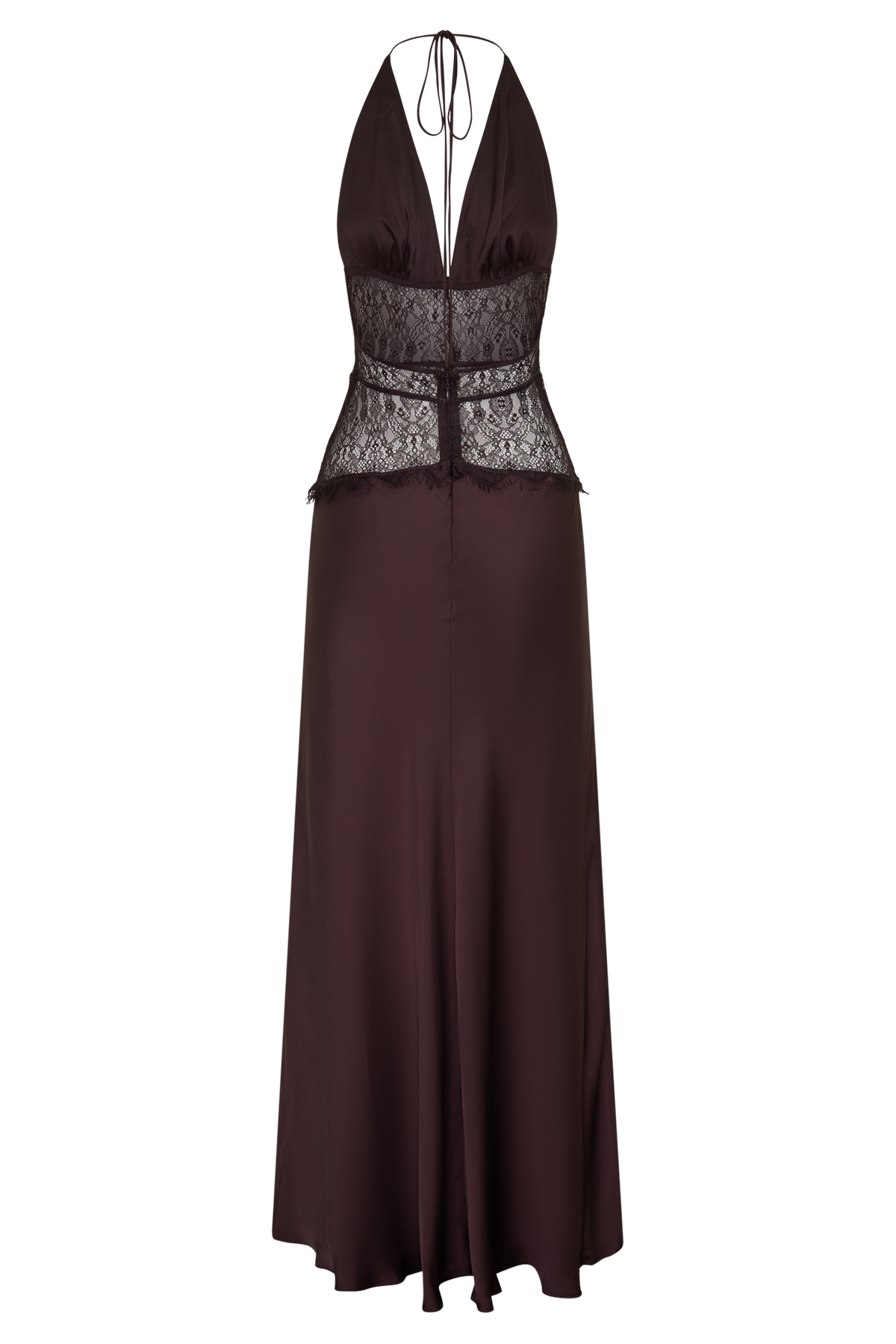 Dinah Lace And Satin Maxi Dress - Chocolate #7