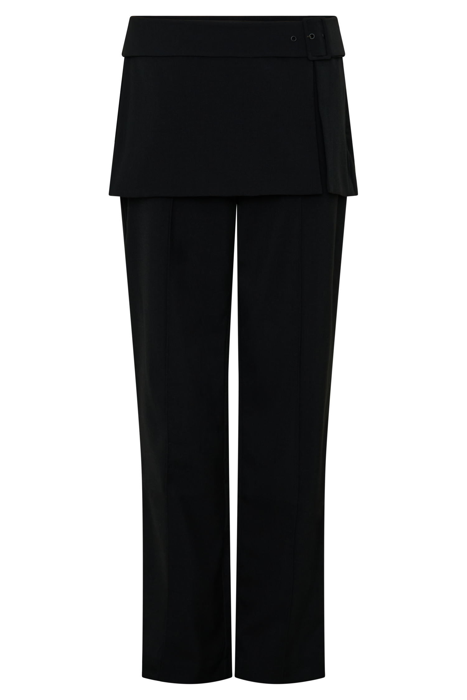Daisy Wrap Skirt Straight Leg Pants - Black #11