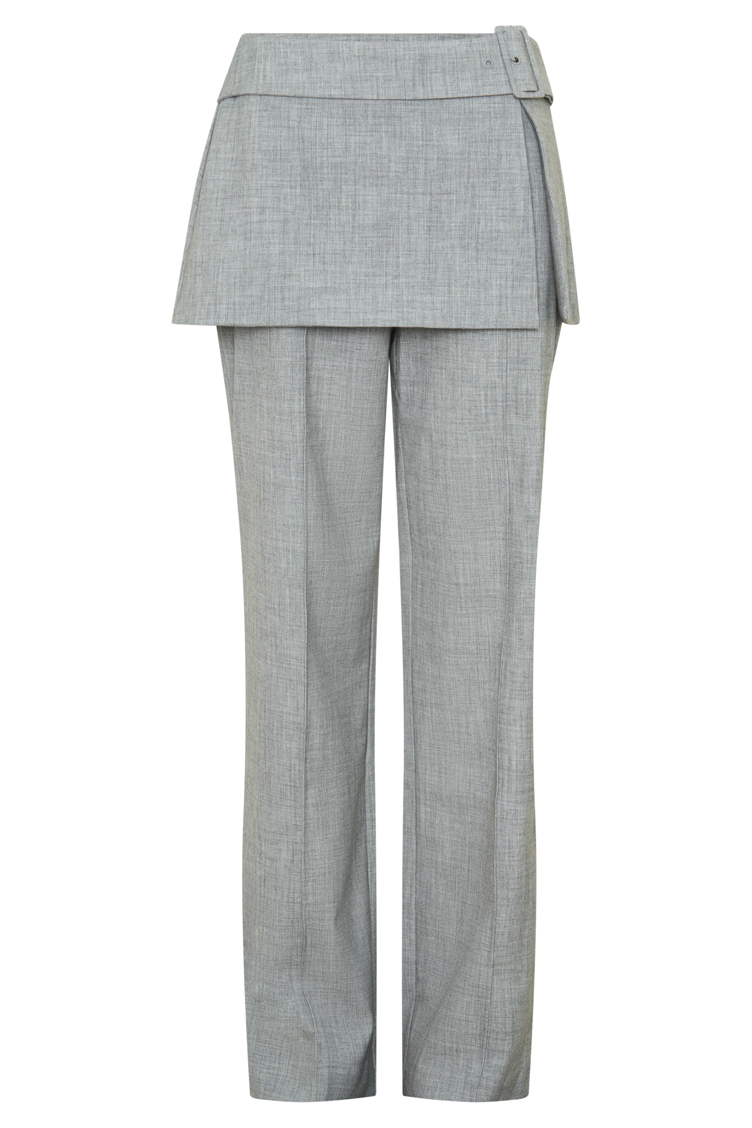 Daisy Wrap Skirt Straight Leg Pants - Charcoal Marle #11
