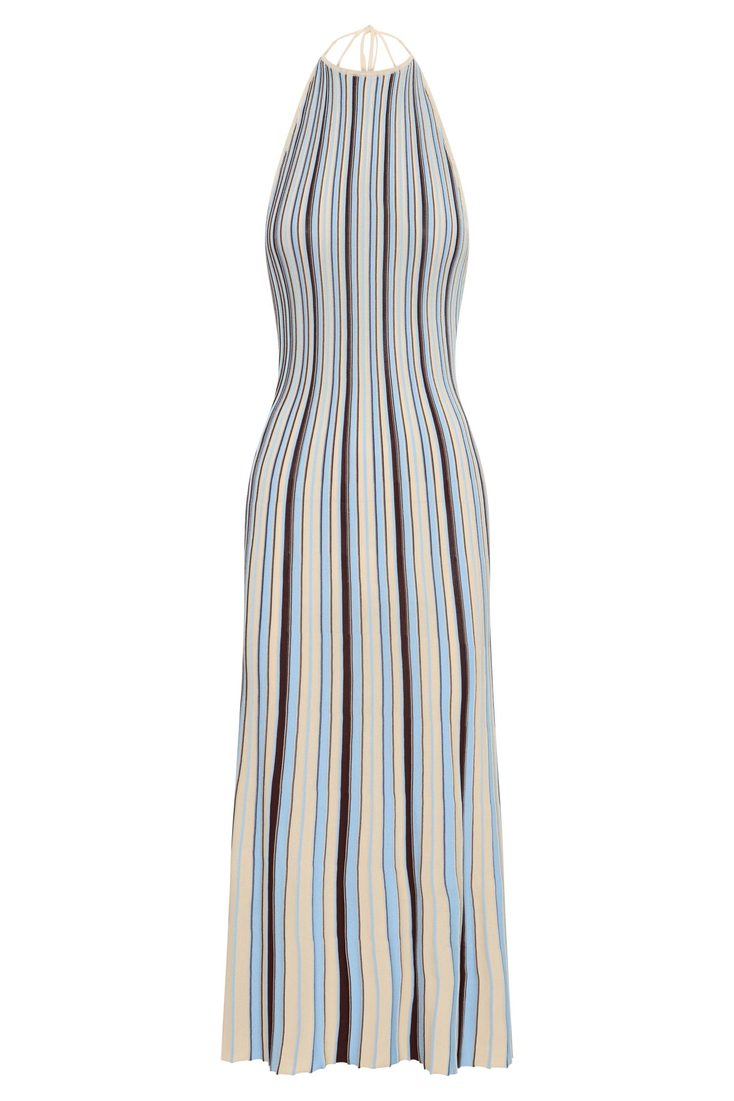 Dalani Halterneck Knit Midi Dress - Blue/Chocolate #9